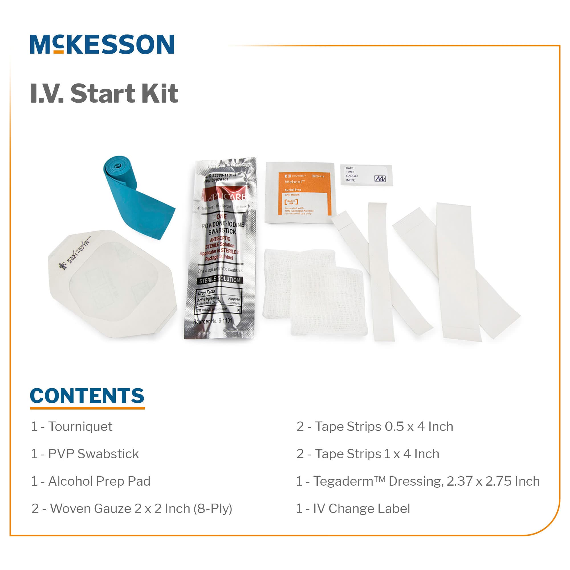 IV Start Kit with Tegaderm Dressing, PVP Swabstick - Each - Image 1