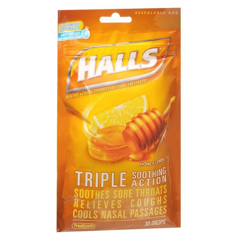 Halls Cold and Cough Relief, Honey Lemon Flavor, 7.5 mg - Image 1