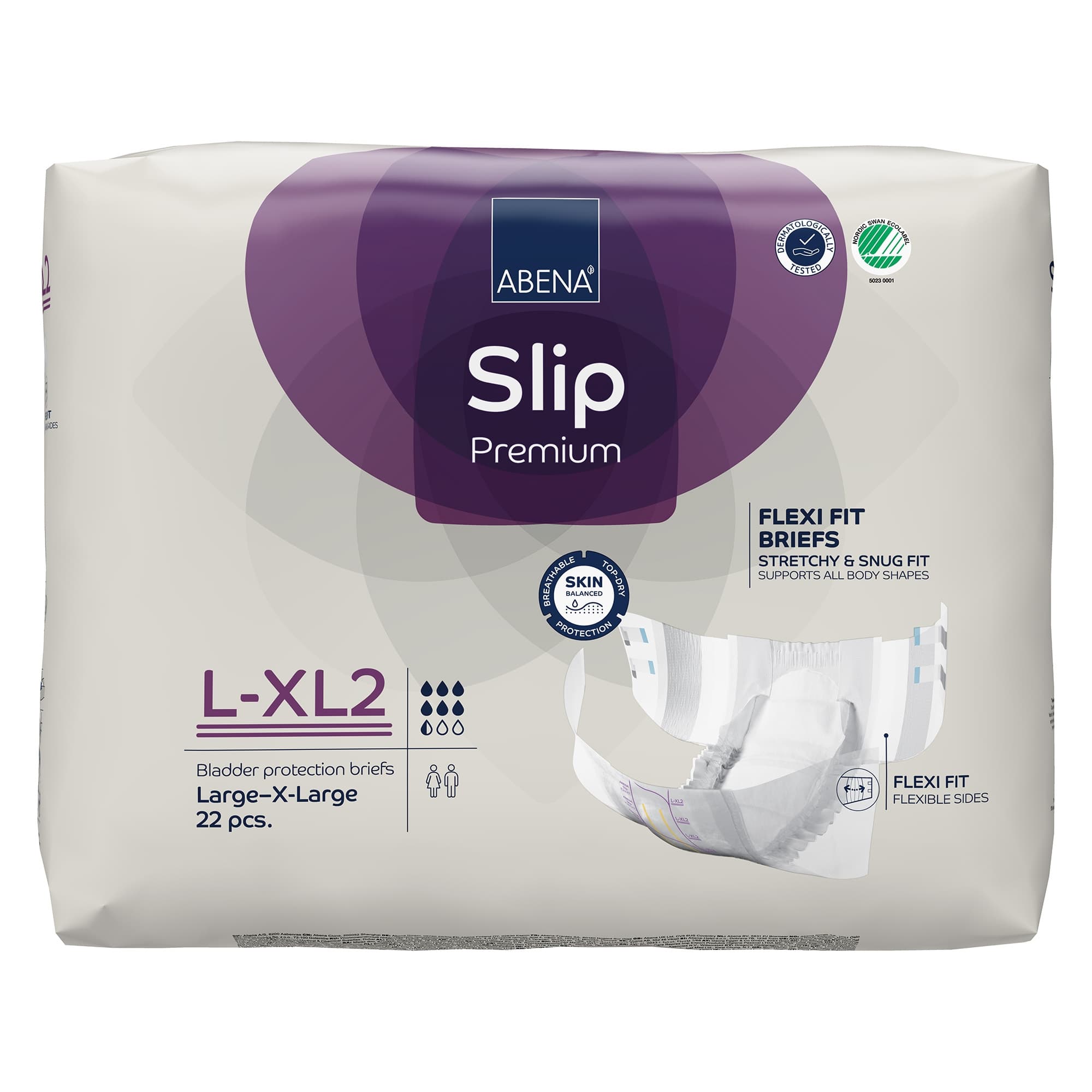 Abena Slip Premium Flexi Fit Briefs, Level 2, Large-Extra Large - Package of 22 - Image 1