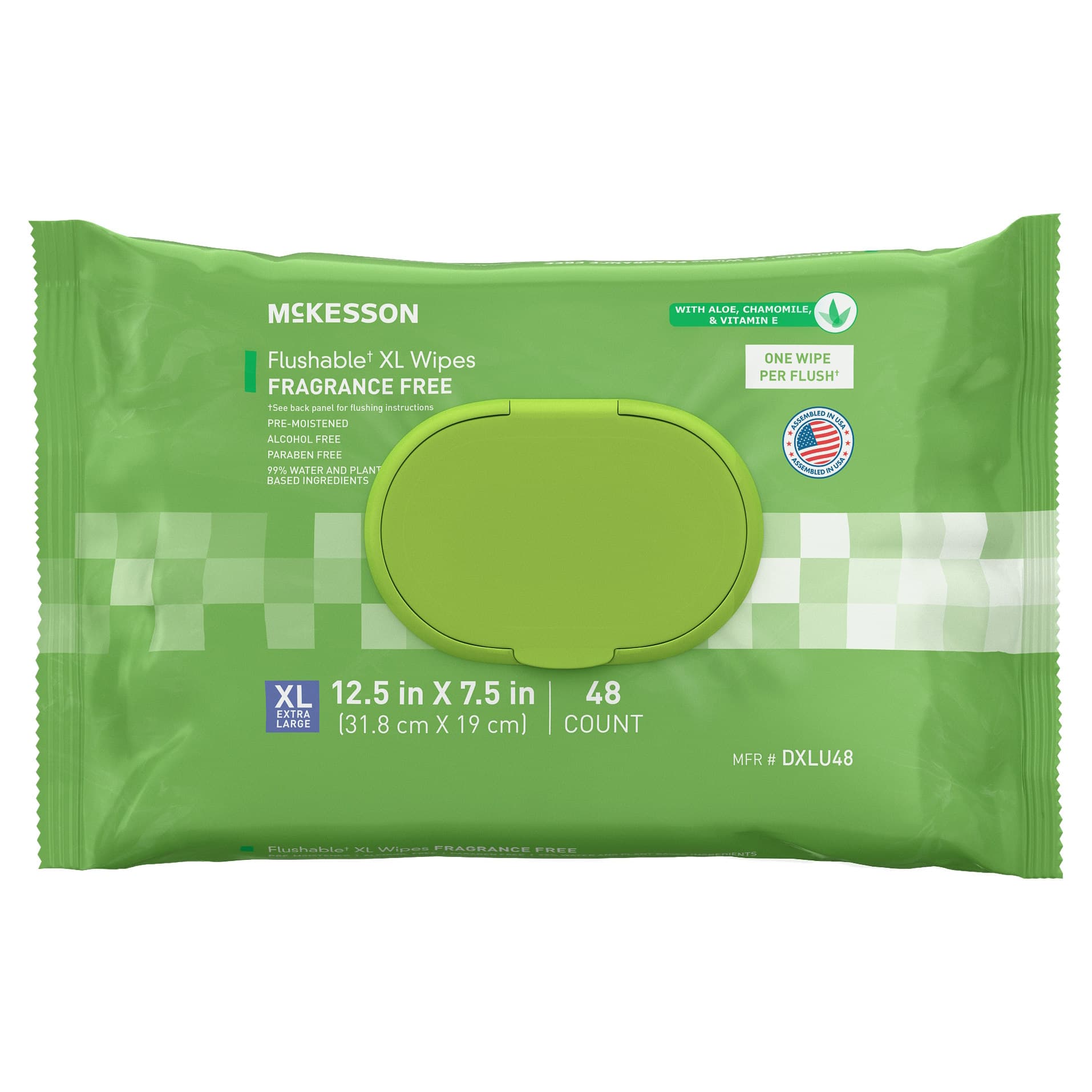 McKesson Soft Pack Flushable XL Personal Wipe, Unscented - Box of 48 - Image 1