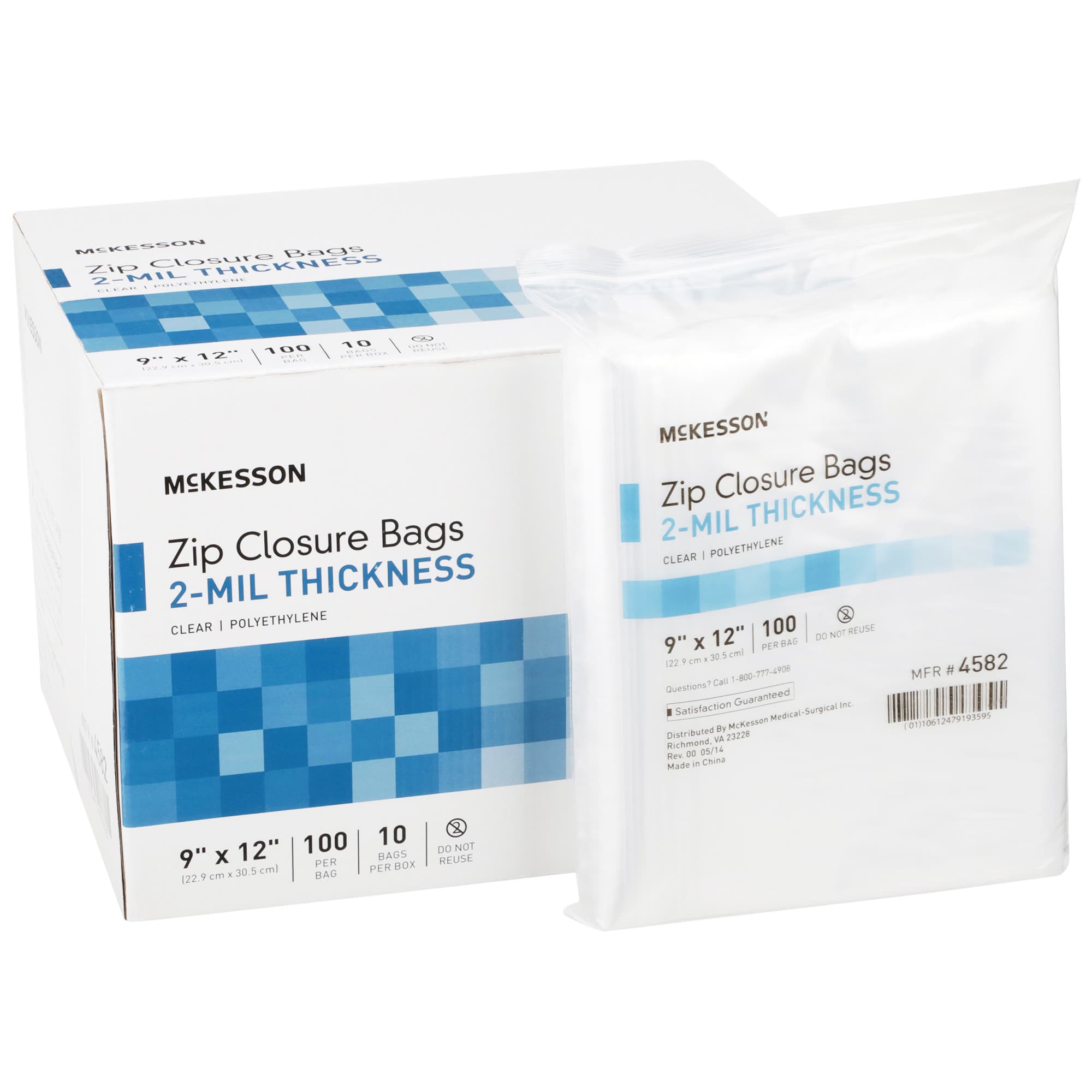 McKesson Reclosable Bag Clear, 9 x 12 Inch, 2 mil - Bag of 100 - Image 1