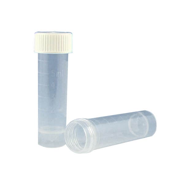 Globe Scientific Transport Tube Plain NonSterile, White, 16 x 56 mm, 5 mL - Case of 1000 - Image 1