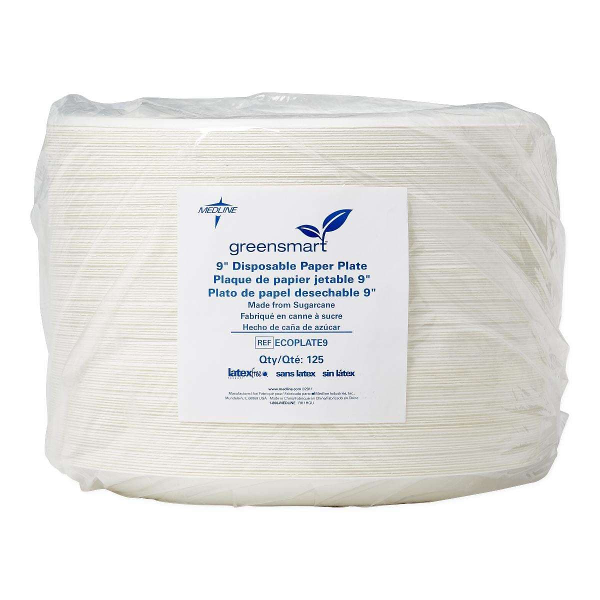 Medline Sugar-Cane Paper Plate, 9" - Bag of 125 - Image 1