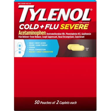 Tylenol Cold + Flu Severe Acetaminophen Caplets - Box of 100 - Image 1