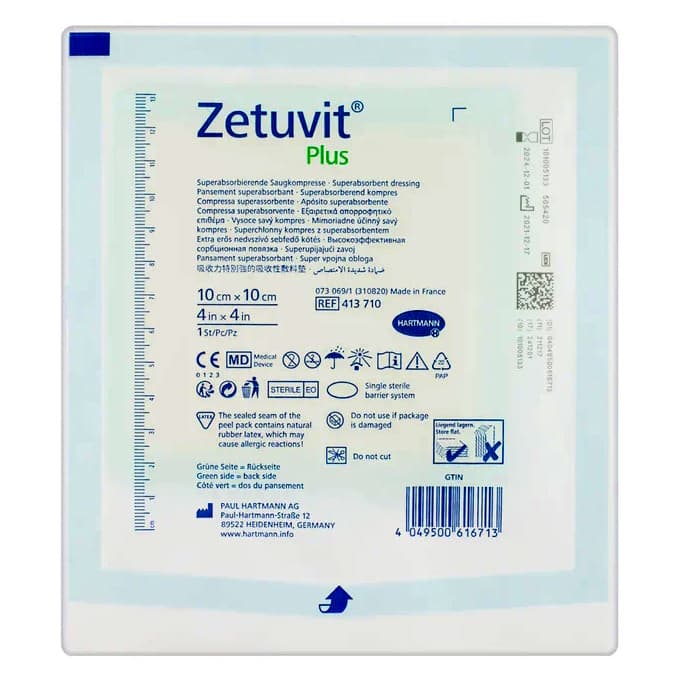 Zetuvit Plus Super Absorbent Dressing 4 X 4 Inch Sterile - Each - Image 1