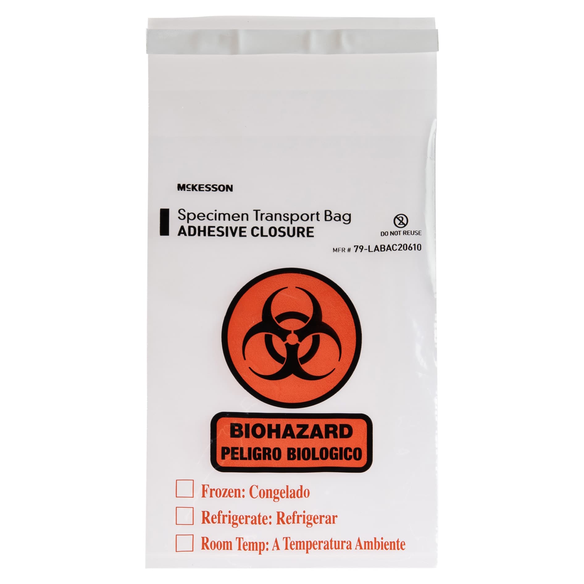 McKesson Plain Specimen Transport Bag with Document Pouch, Adhesive Closure, 6 x 10" - Each - Image 1