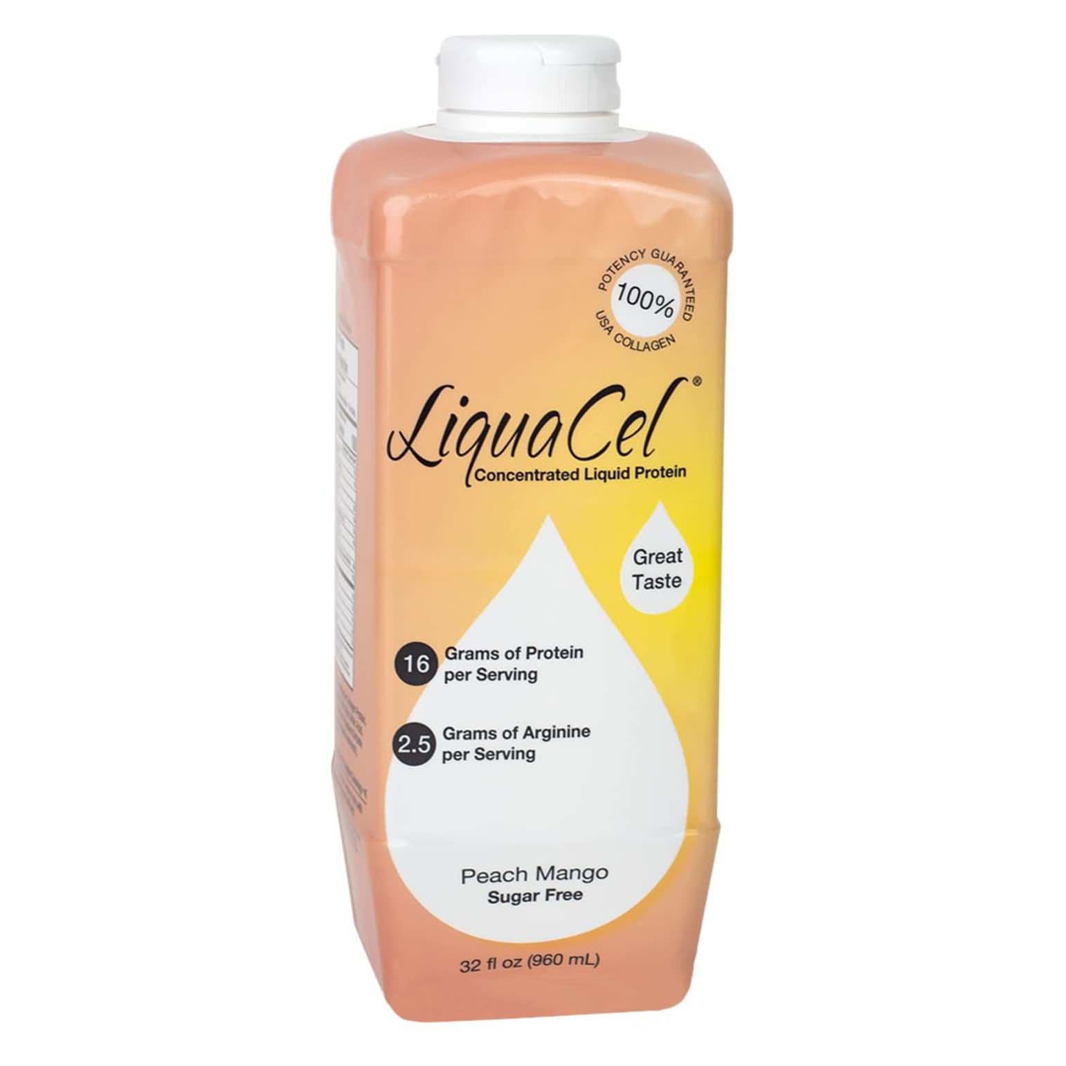 LiquaCel Ready to Use Oral Supplement, Peach Mango, 32 oz - Case of 6 - Image 1