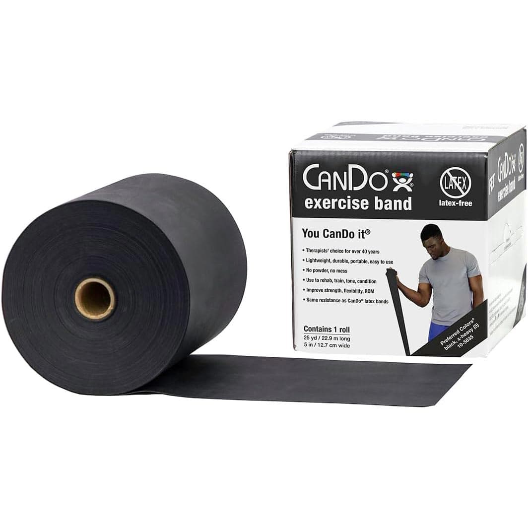 CanDo Latex Free Exercise Band, 25 yard Roll, Black, Extra-heavy - Image 1