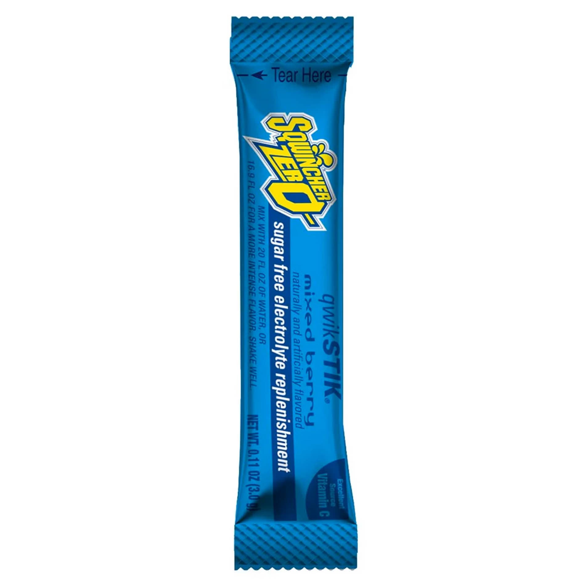 Sqwincher Quik Stik Zero Electrolyte Replenishment Drink Mix, Mixed Berry - Case of 500 - Image 1