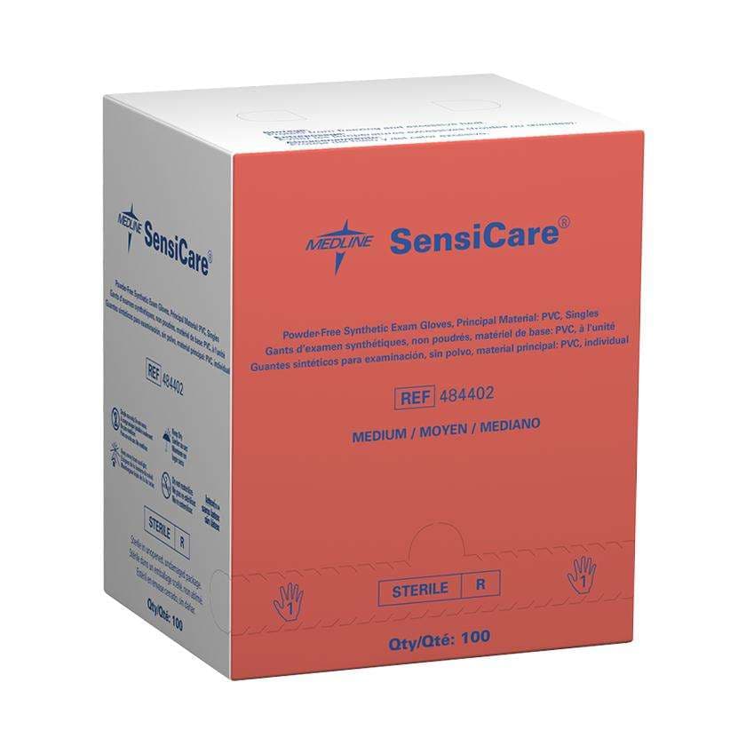 Sensicare Powder-free Stretch Vinyl Sterile Exam Gloves, Medium - Box of 100 - Image 1