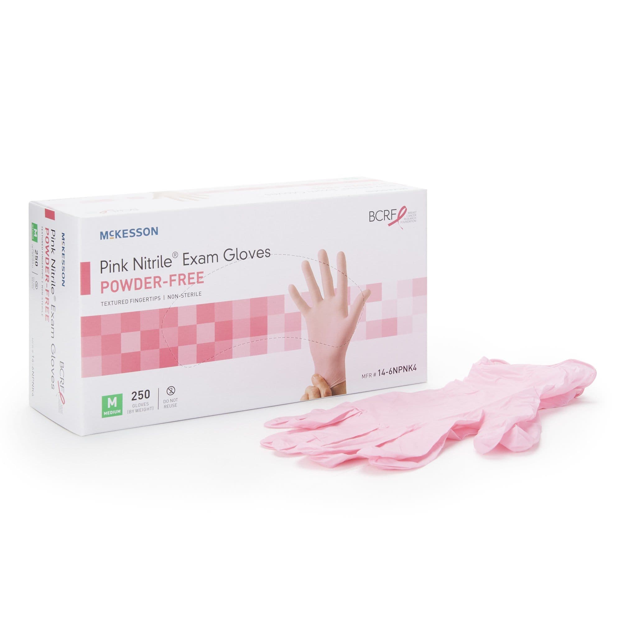 McKesson Nitrile Powder Free Exam Gloves, Pink, Medium - Box of 250 - Image 1