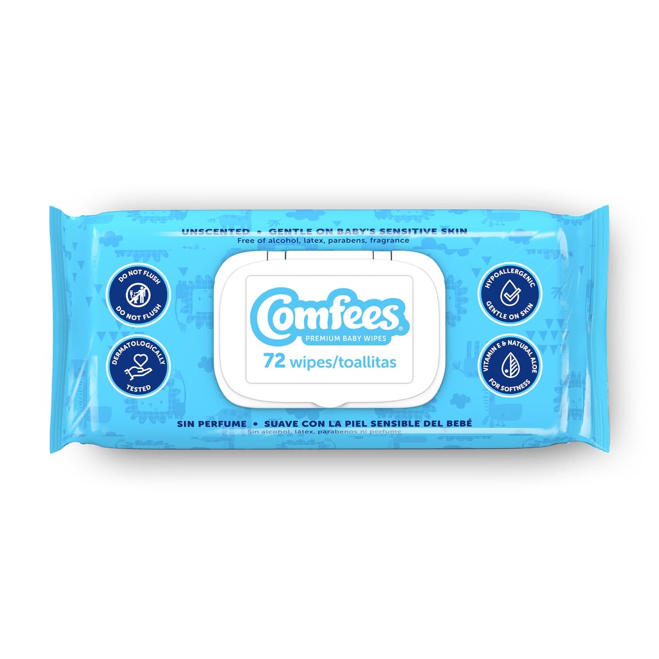 Comfees Unscented Premium Baby Wipes - Package of 72 - Image 1