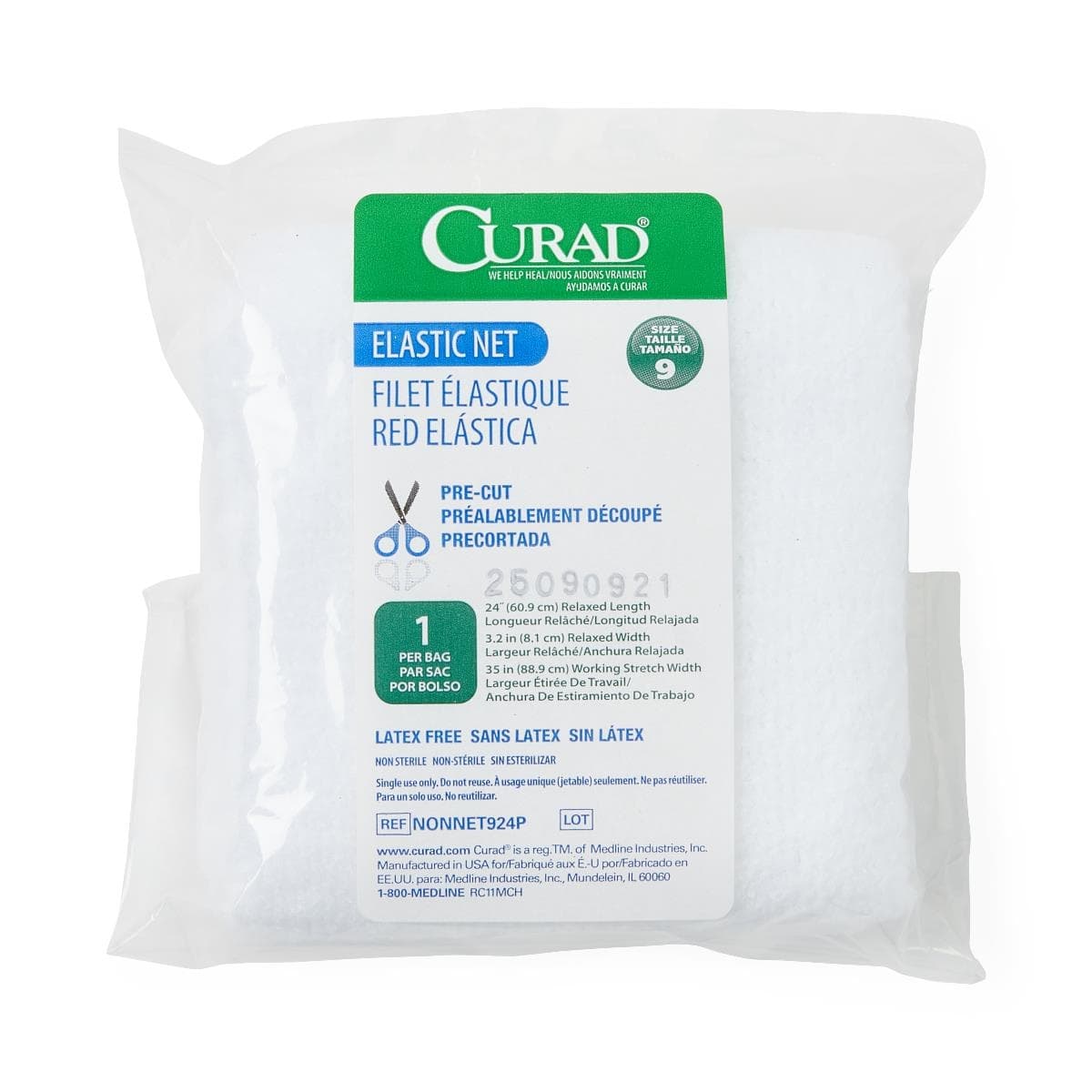 Medline Precut Elastic Wound Retainer Nets, 9 x 24 Inch - Case of 25 - Image 1