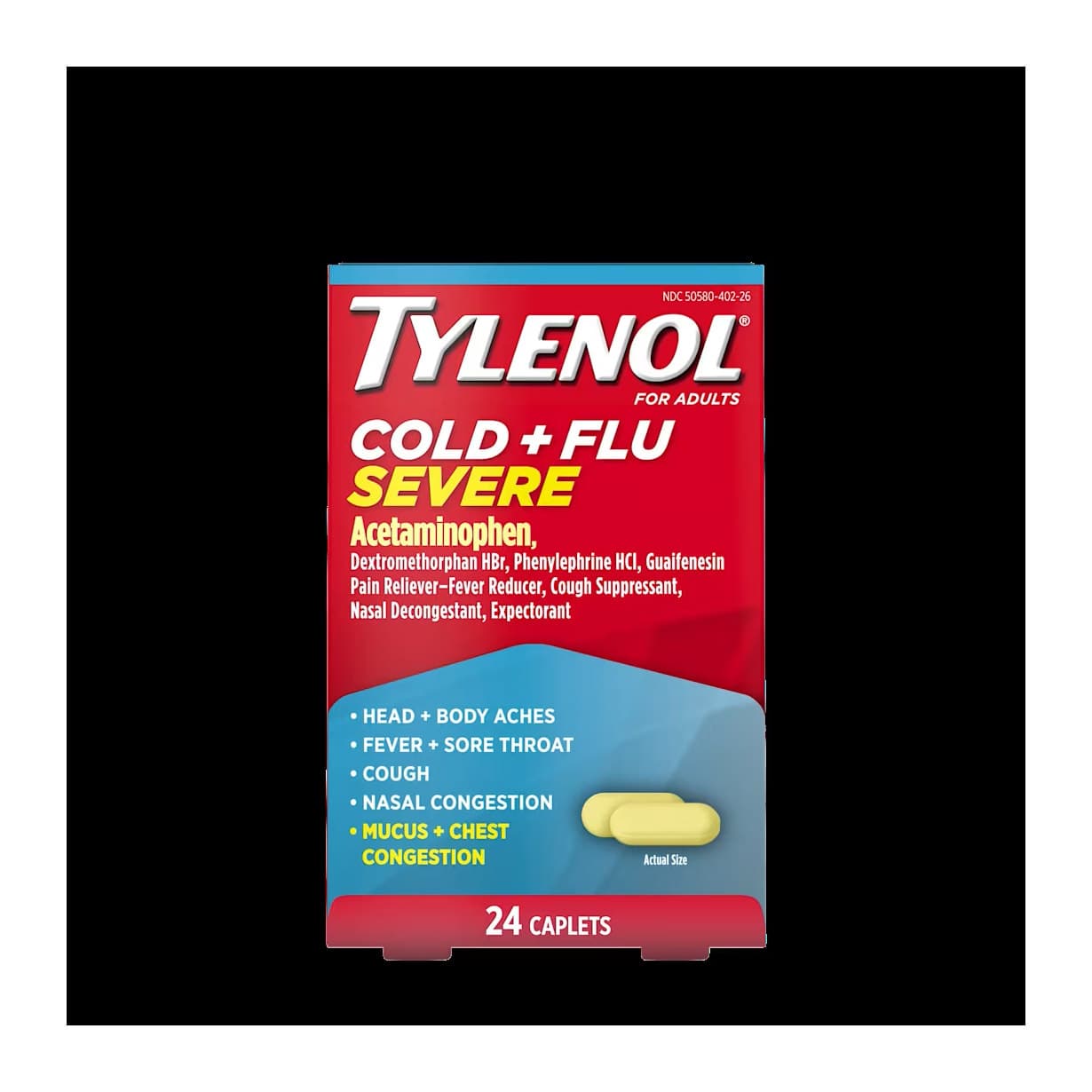 Tylenol Cold + Flu Severe For Day And Night Time Caplets, 24 Count - Each - Image 1