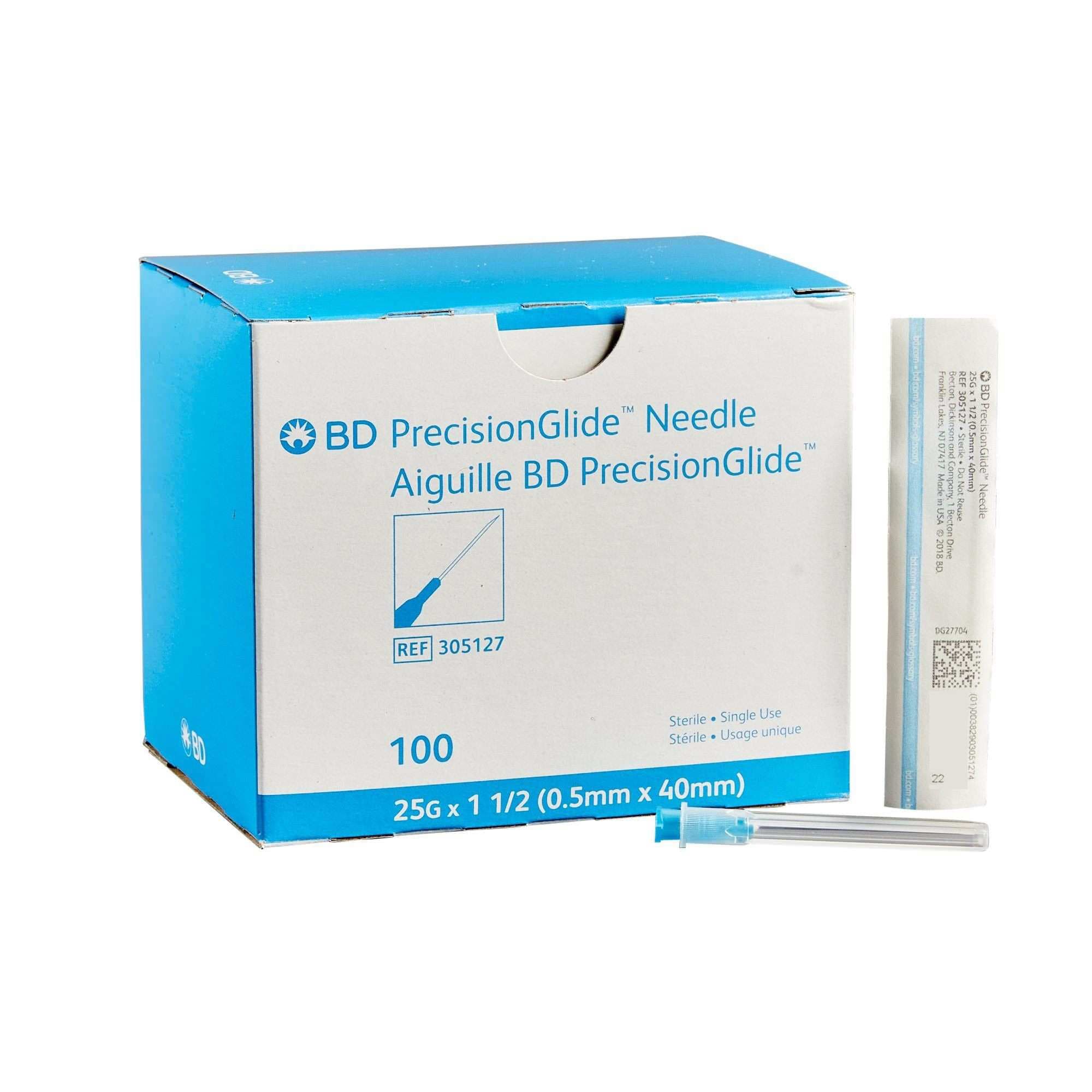 BD Regular Bevel Conventional Hypodermic Needle, 25 Gauge, 1.5 Inch - Box of 100 - Image 1