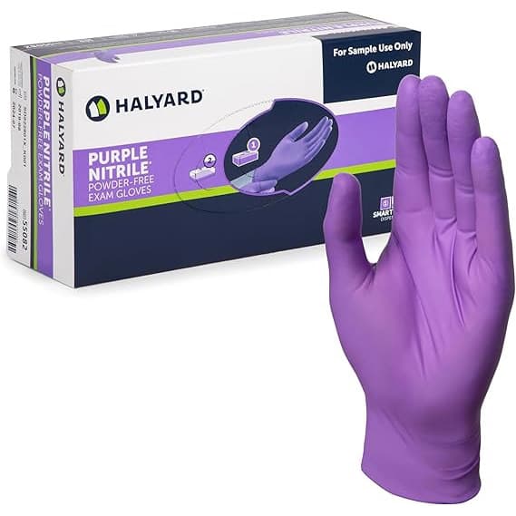 Halyard Purple Nitrile Sterile Single Exam Gloves, Large - Box of 100 - Image 1