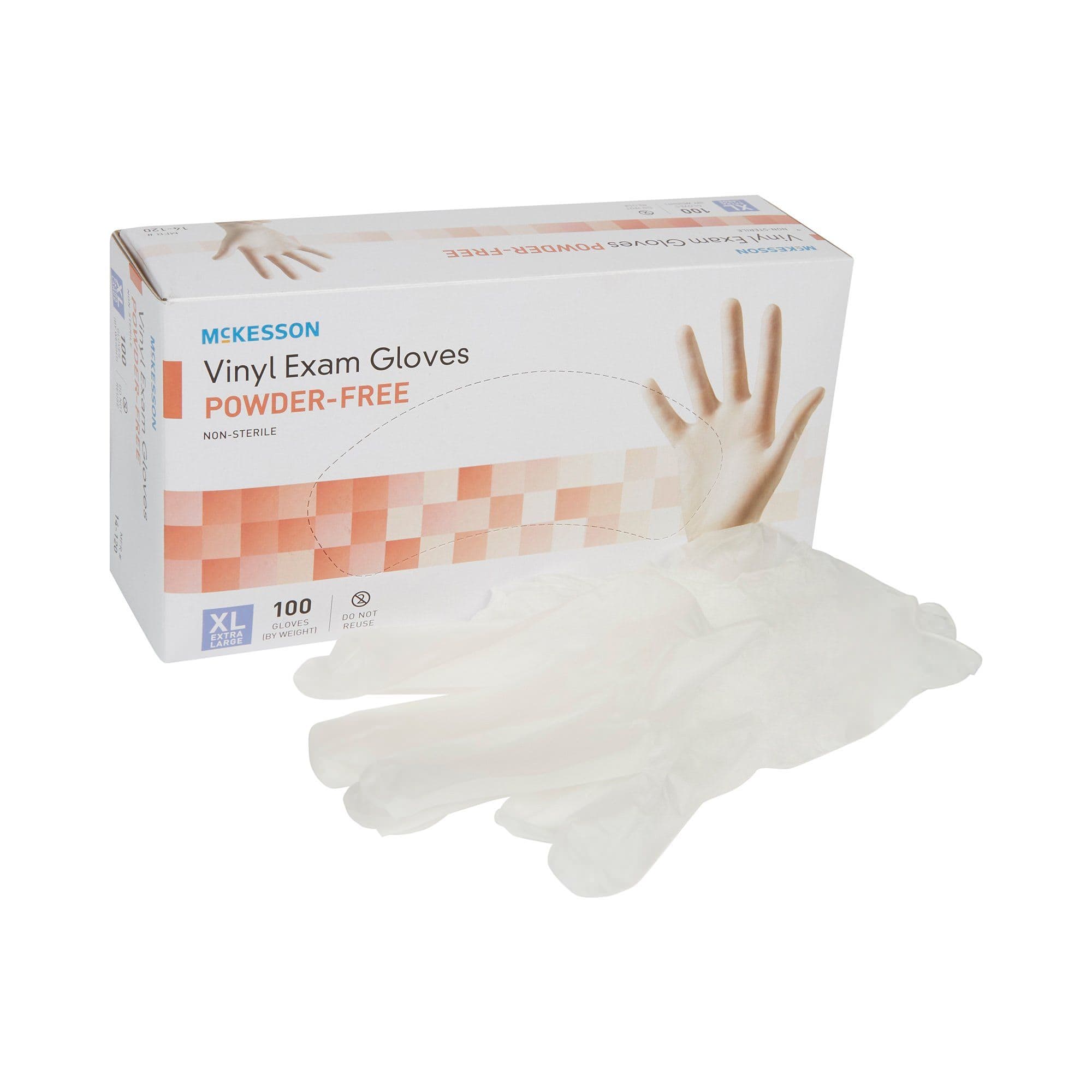 McKesson Standard Cuff Vinyl Powder Free Exam Gloves, Clear, X-Large - Box of 100 - Image 1