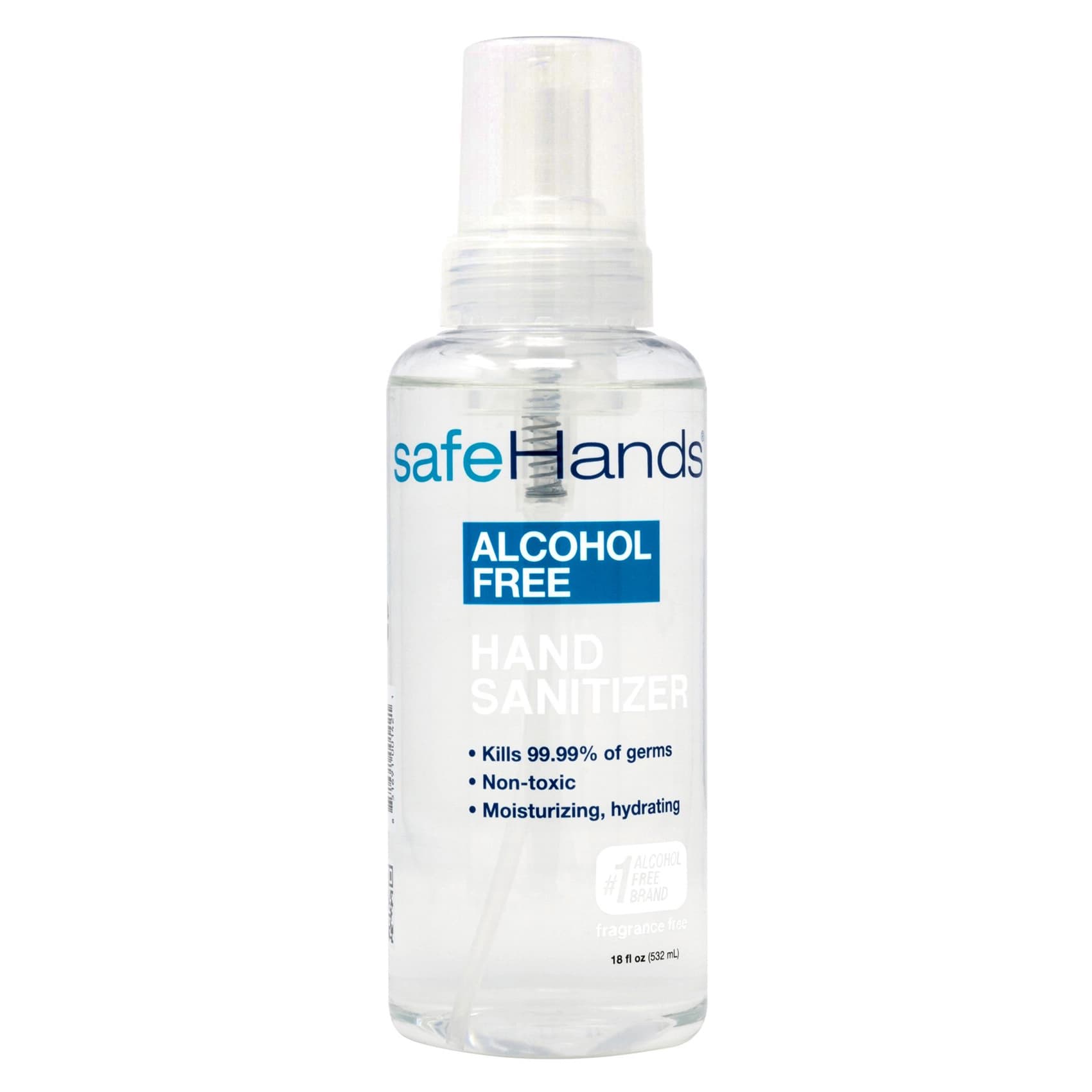 safeHands Alcohol-Free Hand Sanitizer BZK Foaming Pump Bottle, 18 oz - Box of 4 - Image 1