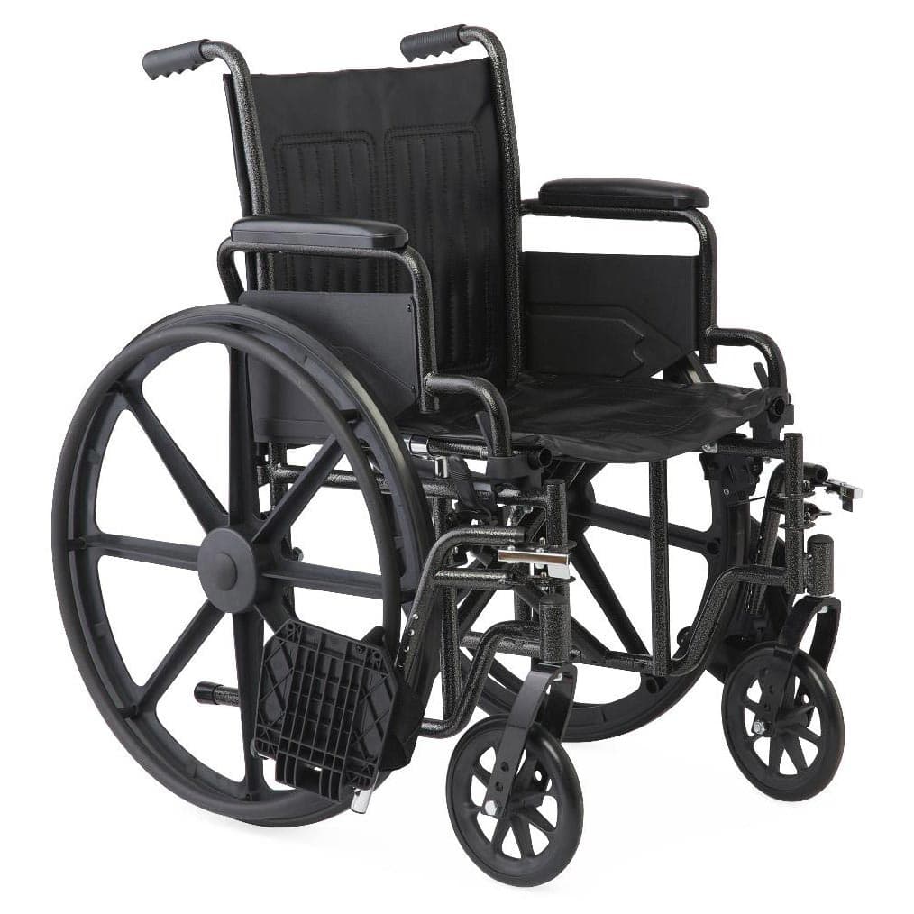 Medline Guardian K1 standard wheelchair 16"W x 16"D Seat Vinyl with Swing-Back Desk-Length Arms and Swing Away Footrests - Image 1