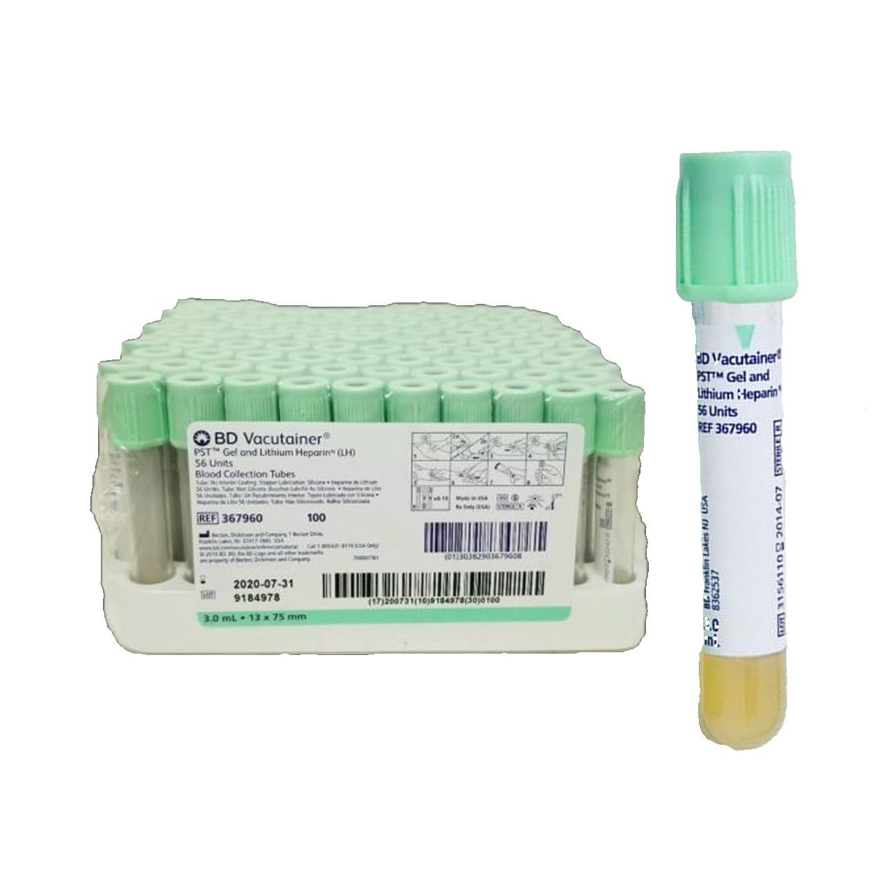 BD Vacutainer PST Venous Blood Collection Tube Lithium Heparin Separator Gel