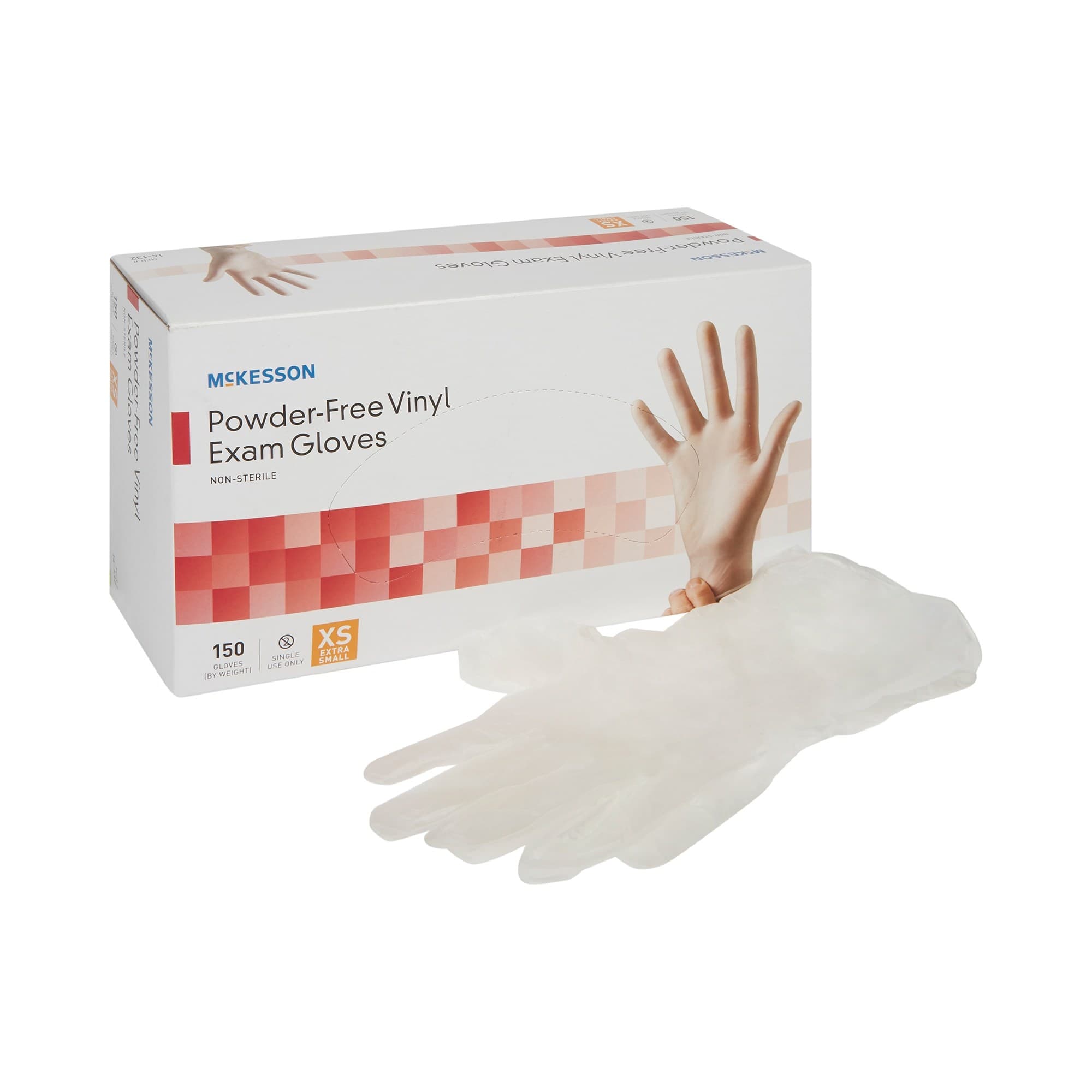 Mckesson Vinyl Powder Free Exam Gloves, NonSterile, Clear, X-Small - Box of 150 - Image 1