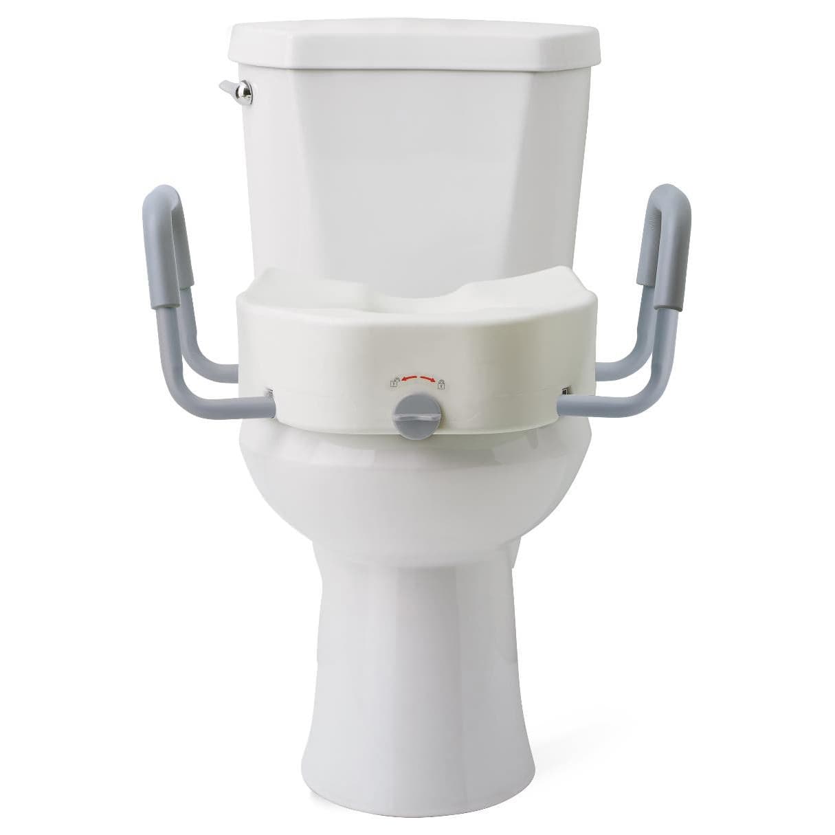 Medline Raised Elongated Toilet Seat with Lock and Arms - Image 1