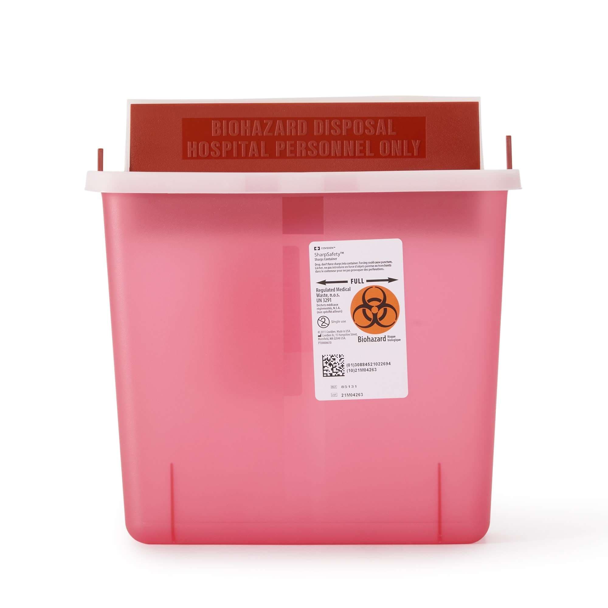 Monoject Mailbox In-Room Sharps Container, Transparent Red - Case of 20 - Image 1