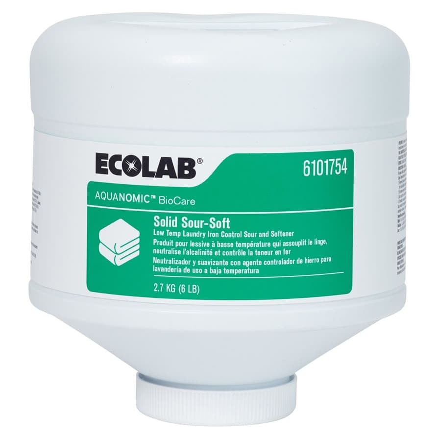 Ecolab Aquanomic Biocare Solid Sour Fabric Softener Detergent 6 lbs. Bottle - Case of 2