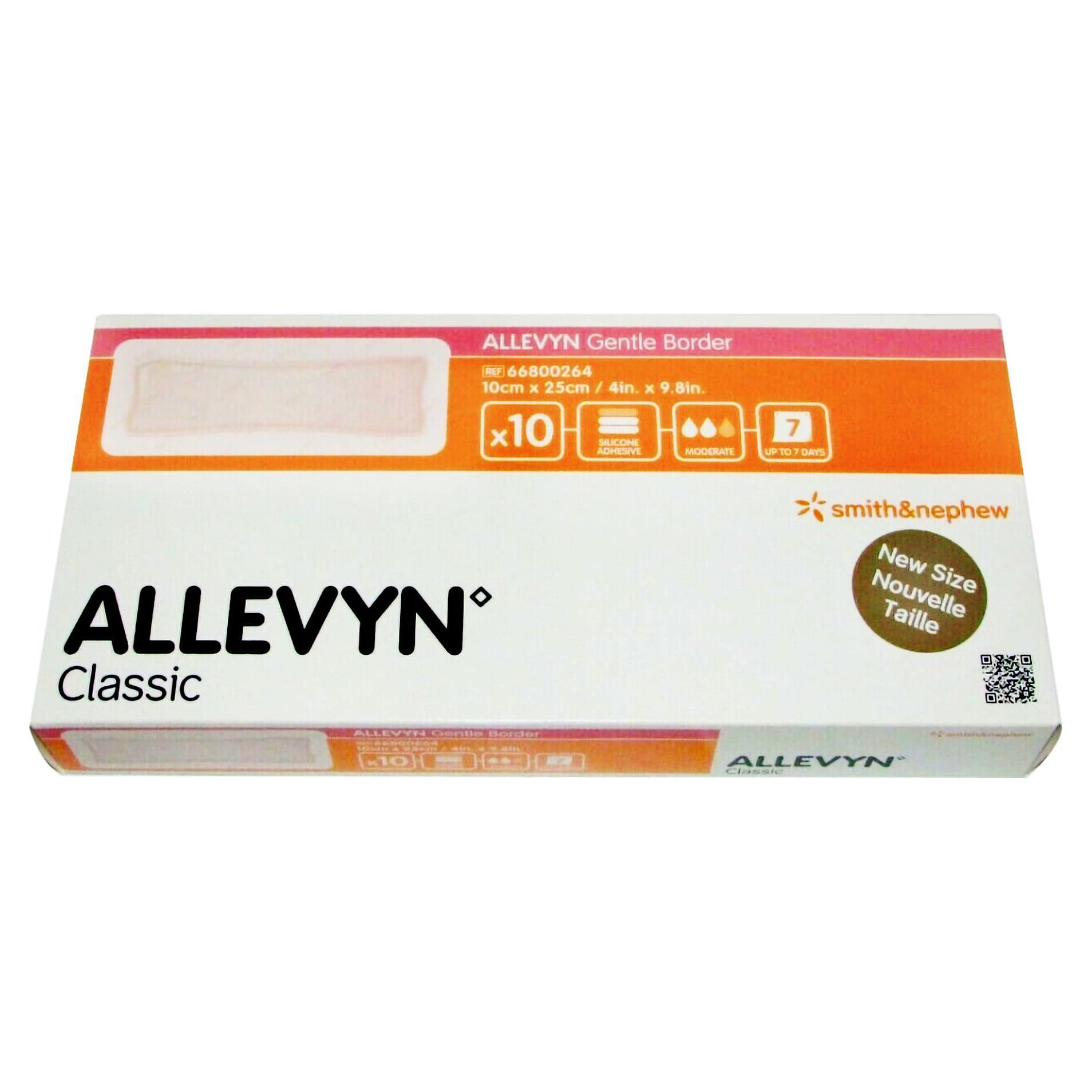 Allevyn Gentle Border Foam Dressing, 4 x 10 Inch - Case of 60 - Image 1