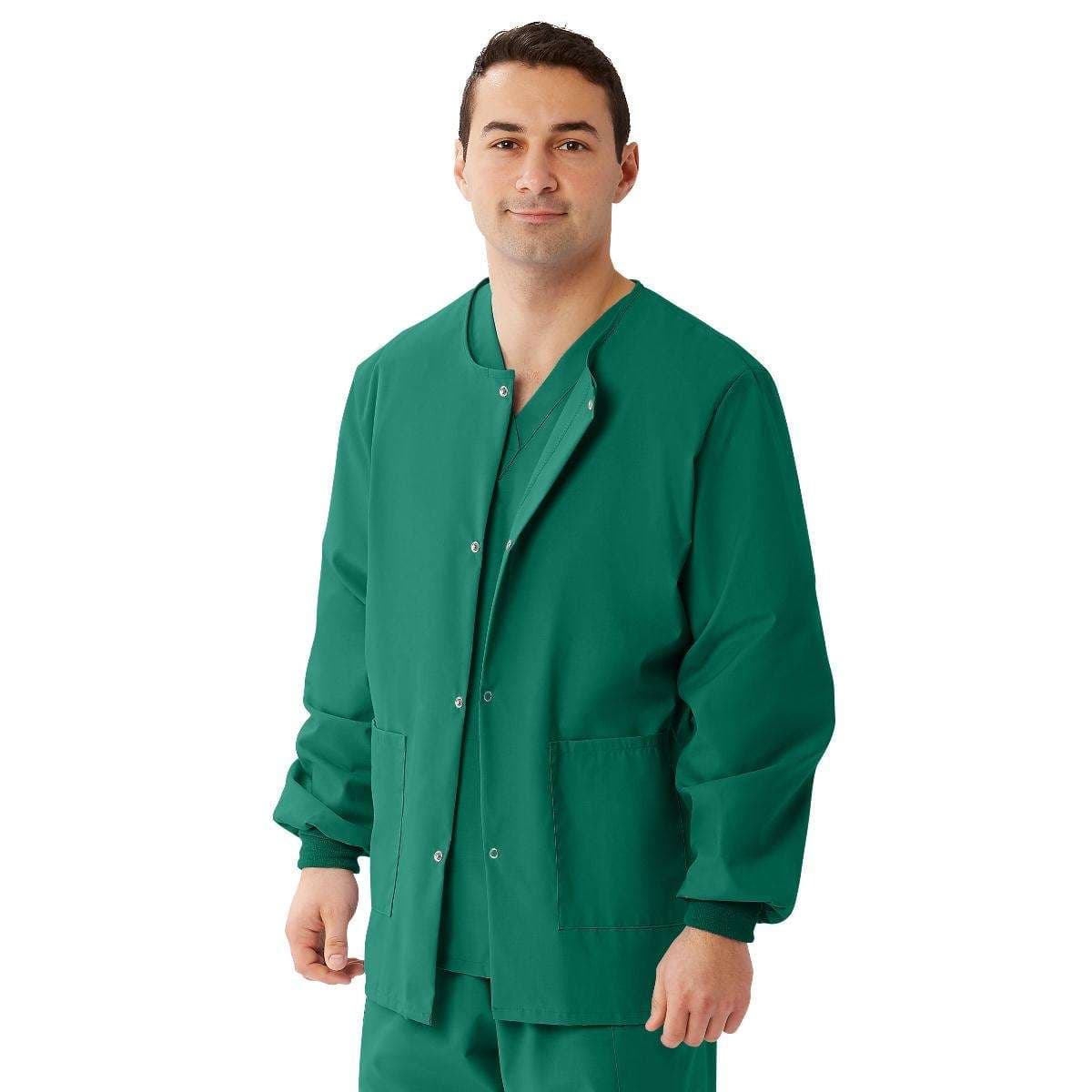 Medline AngelStat Unisex Snap-Front Warm-Up Scrub Jacket, Emerald, 2XLarge - Image 1