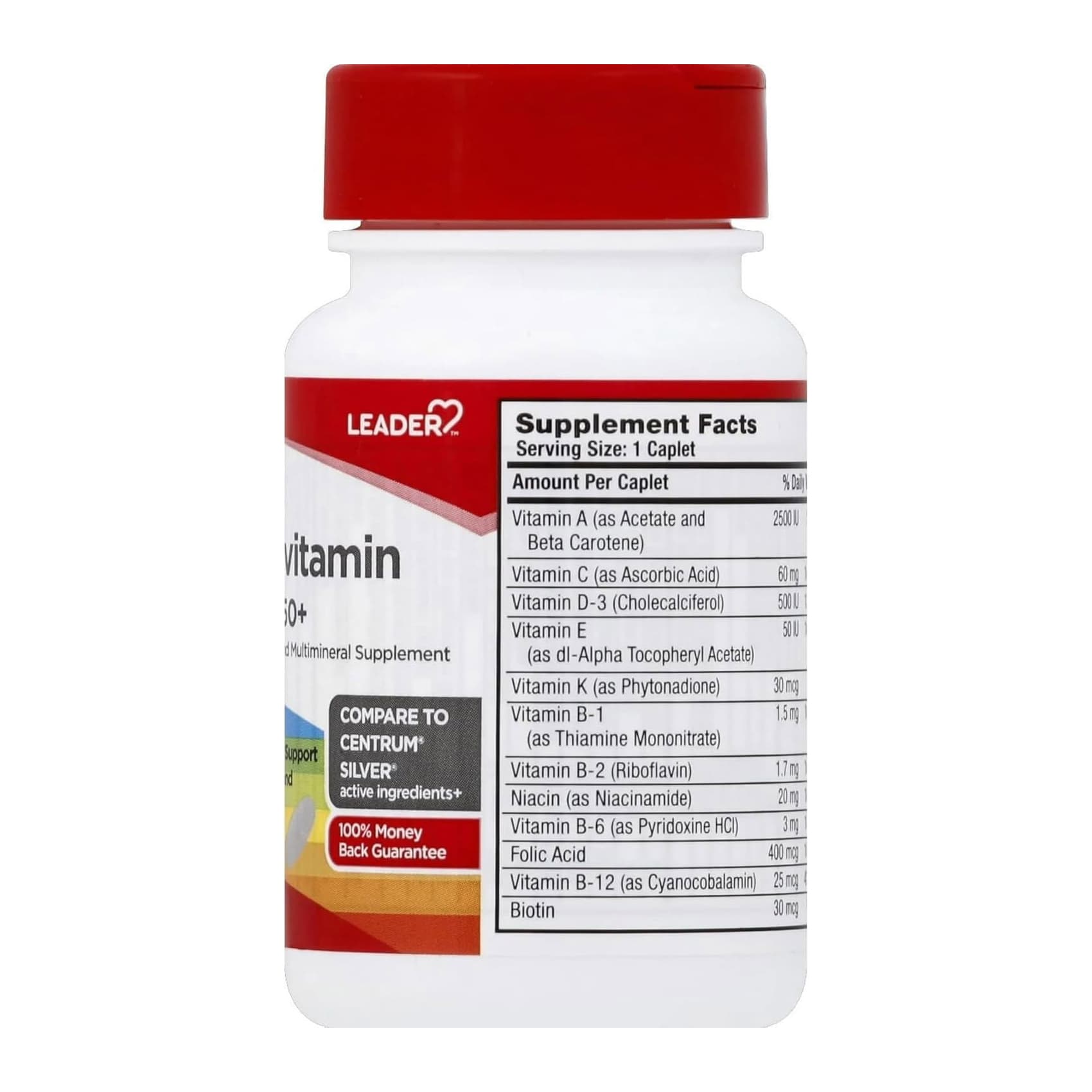Leader Multivitamin Adult 50+ Caplets - Bottle of 30 - Image 2