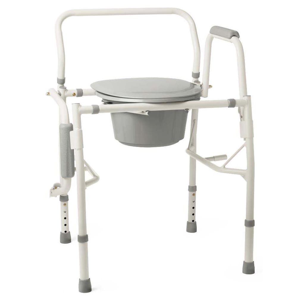Medline Steel Drop-Arm Bedside Commode, 350 lb Capacity - Each - Image 1