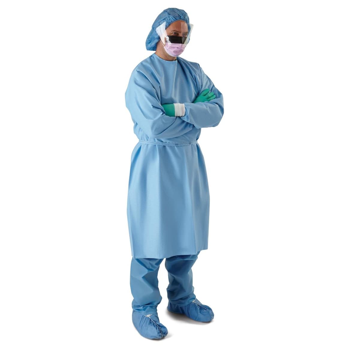 Medline Premium Breathable Chemotherapy Gown, Knit Cuffs, Large - Case of 30