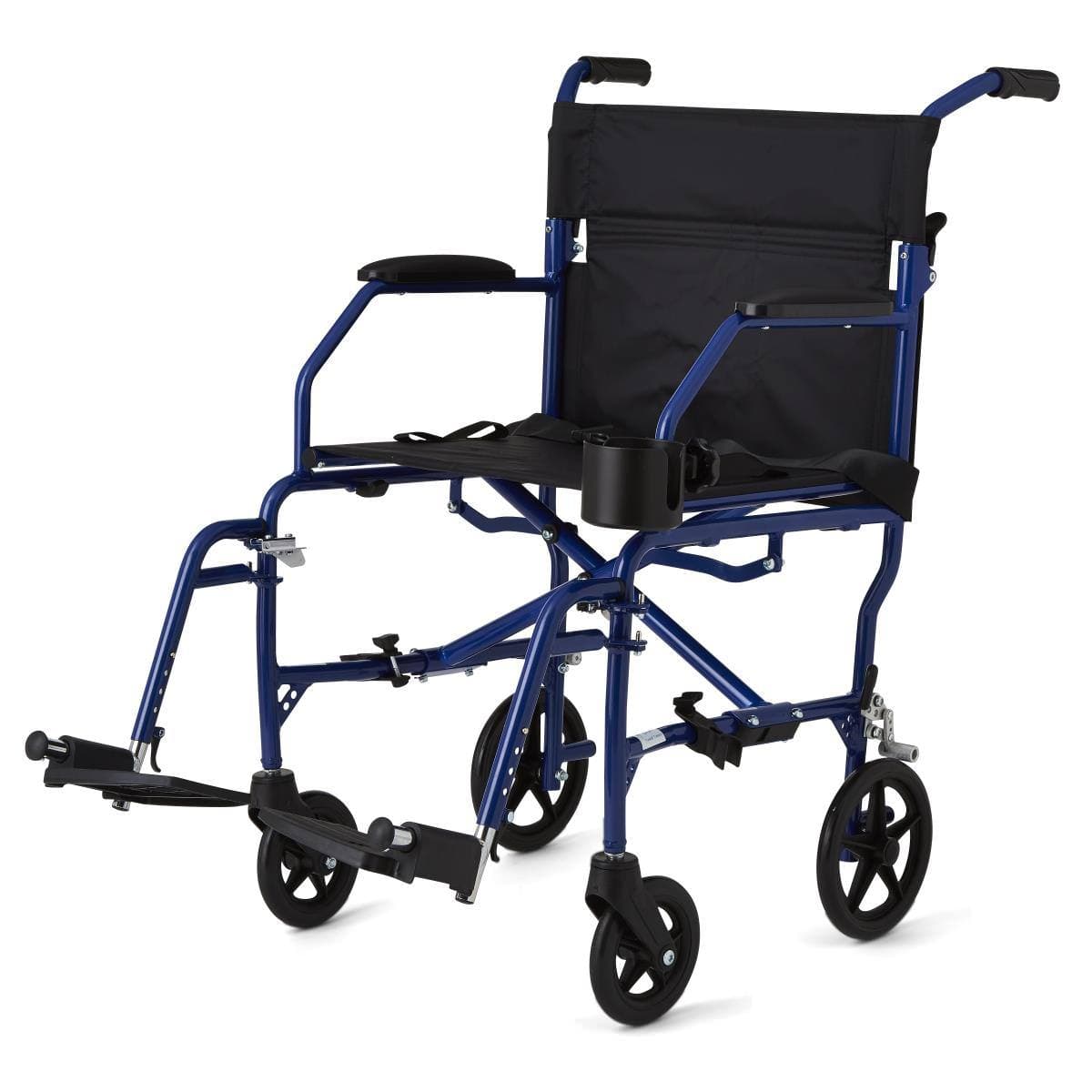 Medline Ultralight Foldable Transport Chair, Blue - 300 lbs weight capacity - Image 1