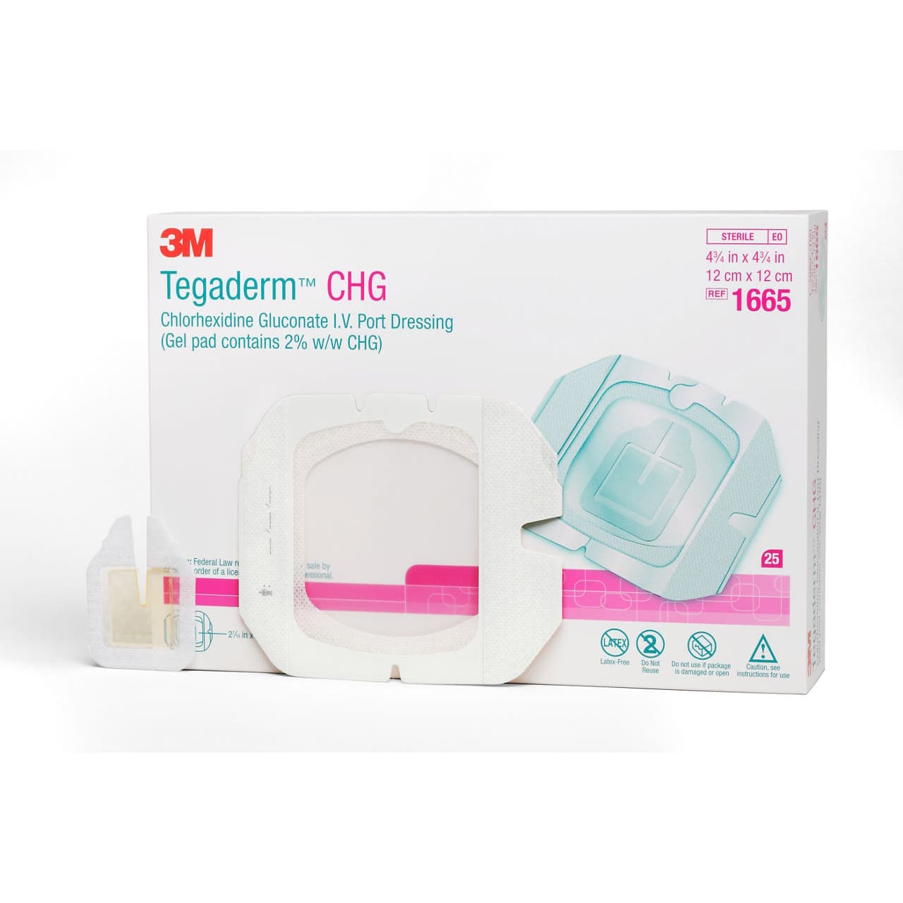 3M Tegaderm CHG Chlorhexidine Gluconate IV Port Dressing - Box of 25 - Image 1
