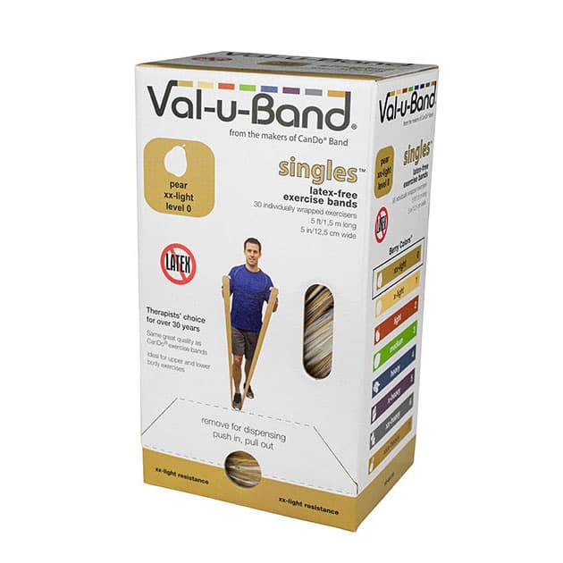 Val-U-Band Latex Free Exercise Band, 5-Foot Strip Pear (0) - Box of 30 - Image 1