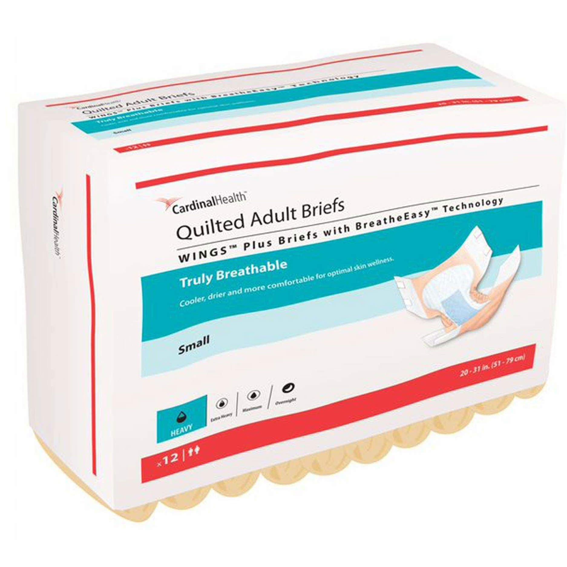 Cardinal Health Wings Plus Quilted Adult Brief with BreatheEasy Technology
