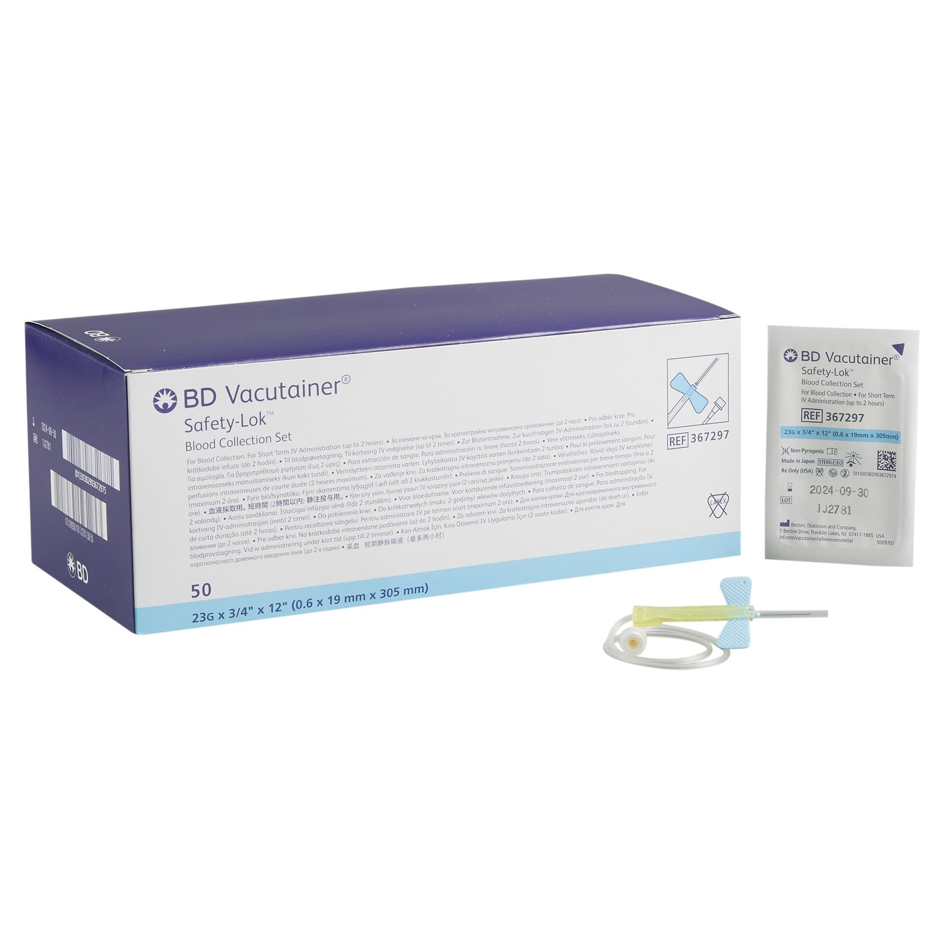Vacutainer Safety-Lok Blood Collection Set, 23 Gauge, Light Blue - Each - Image 1