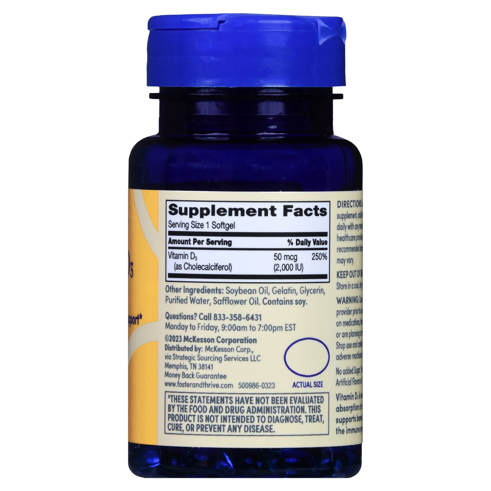 Foster & Thrive Vitamin D3 50 mcg (2000 IU) Rapid Release Softgels - Image 2