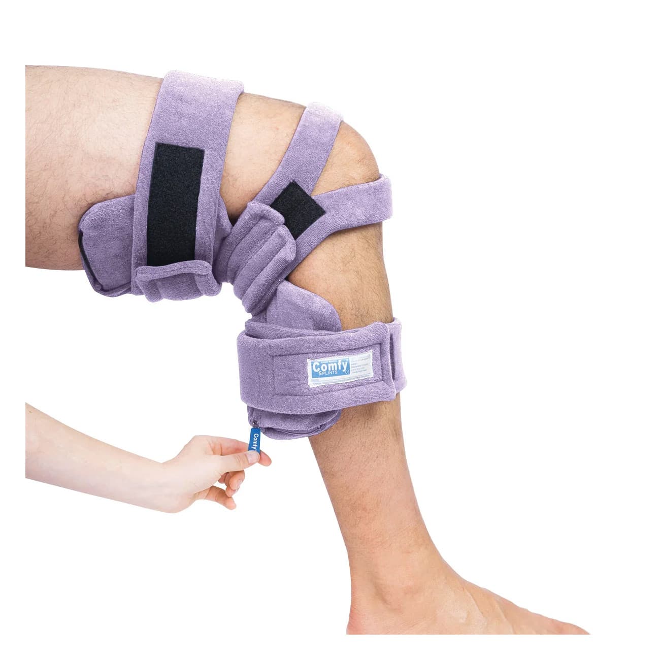 Comfy Goniometer Knee Orthosis, Small Purple with Single Terry Cover - Image 1