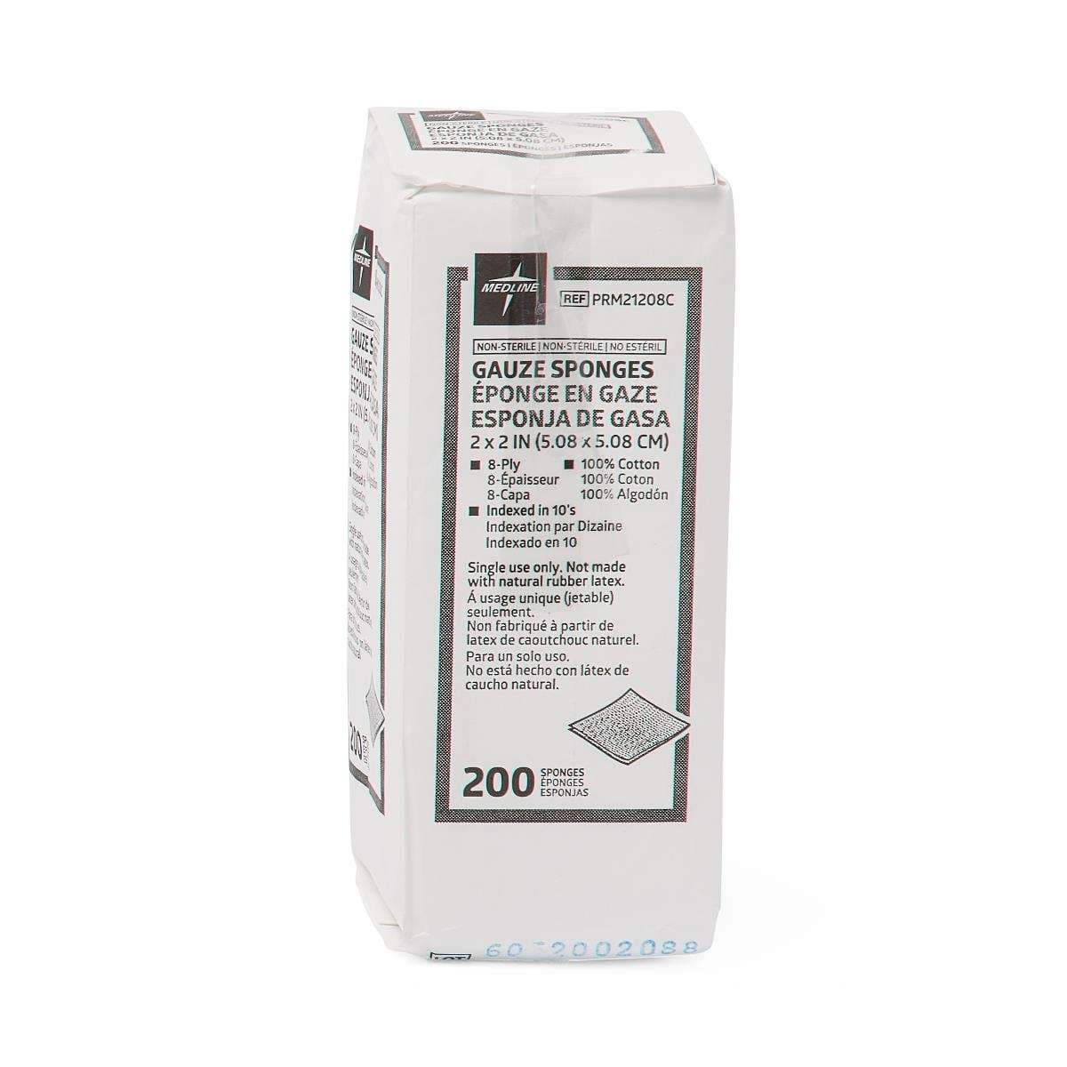 Medline Cotton Woven Gauze Sponges, 8 Ply, 2 x 2 Inch - Case of 5000 - Image 1