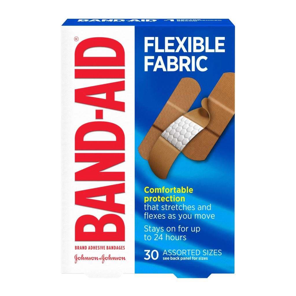 Johnson and Johnson Band-Aid Flexible Fabric Adhesive Bandage, 30 Count - Box of 30 - Image 1