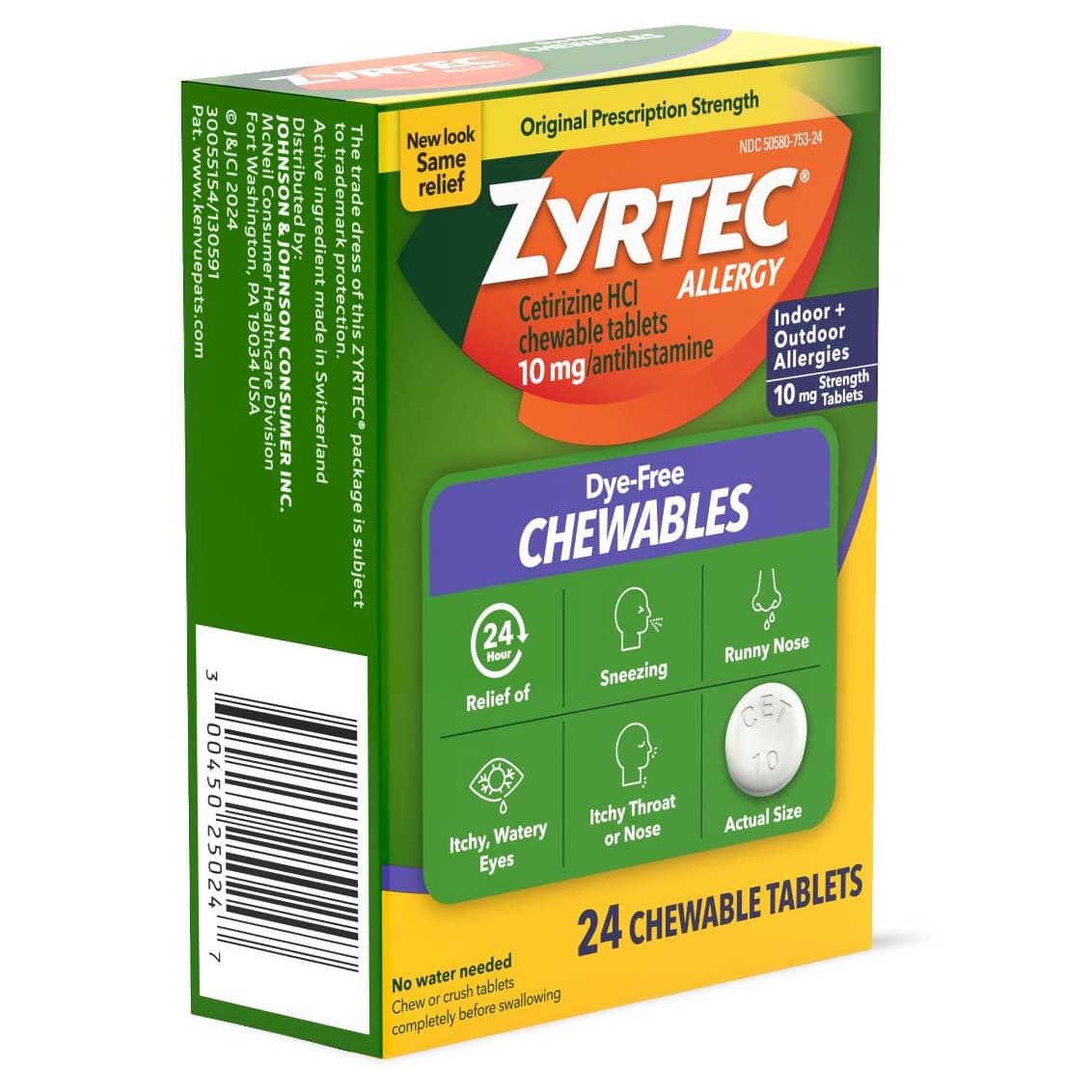 Zyrtec 24-Hour Allergy-Relief Chewable, Citrus - Case of 24 - Image 2
