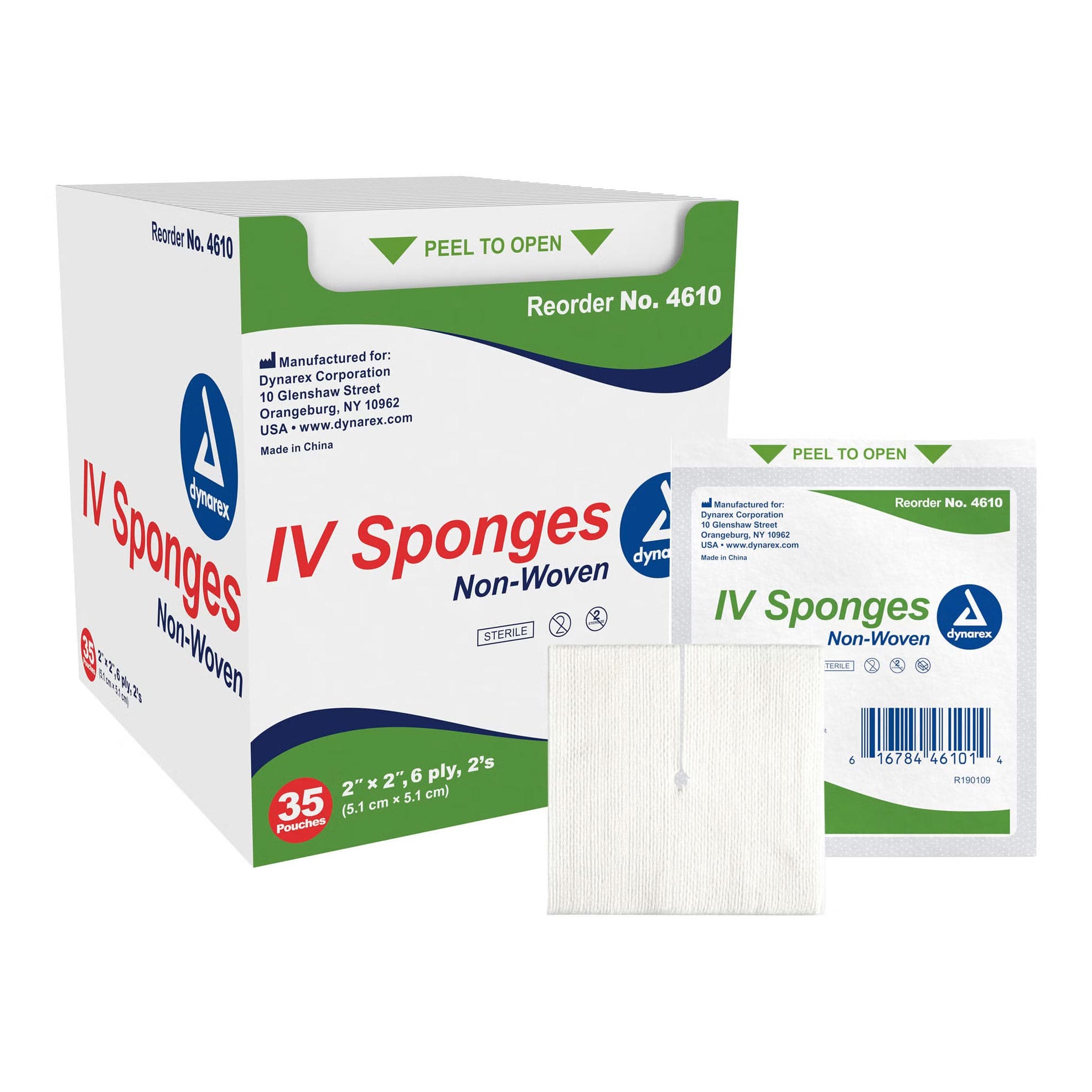 Dynarex 6 Ply Sterile IV Sponges, 2" x 2" - Box of 70 - Image 1