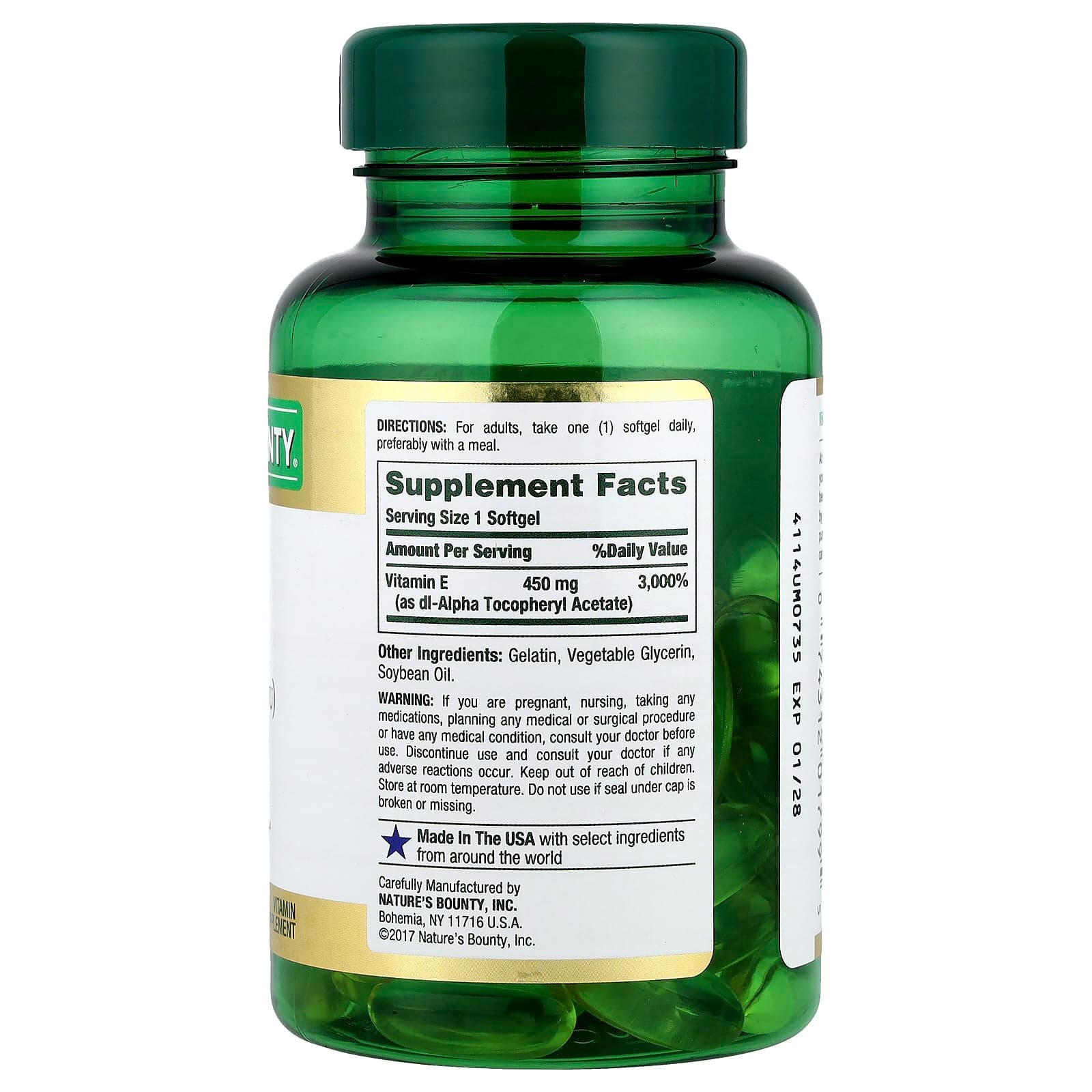 Nature's Bounty, Vitamin E, Pure Dl-Alpha, 450 mg - Bottle of 60 - Image 2
