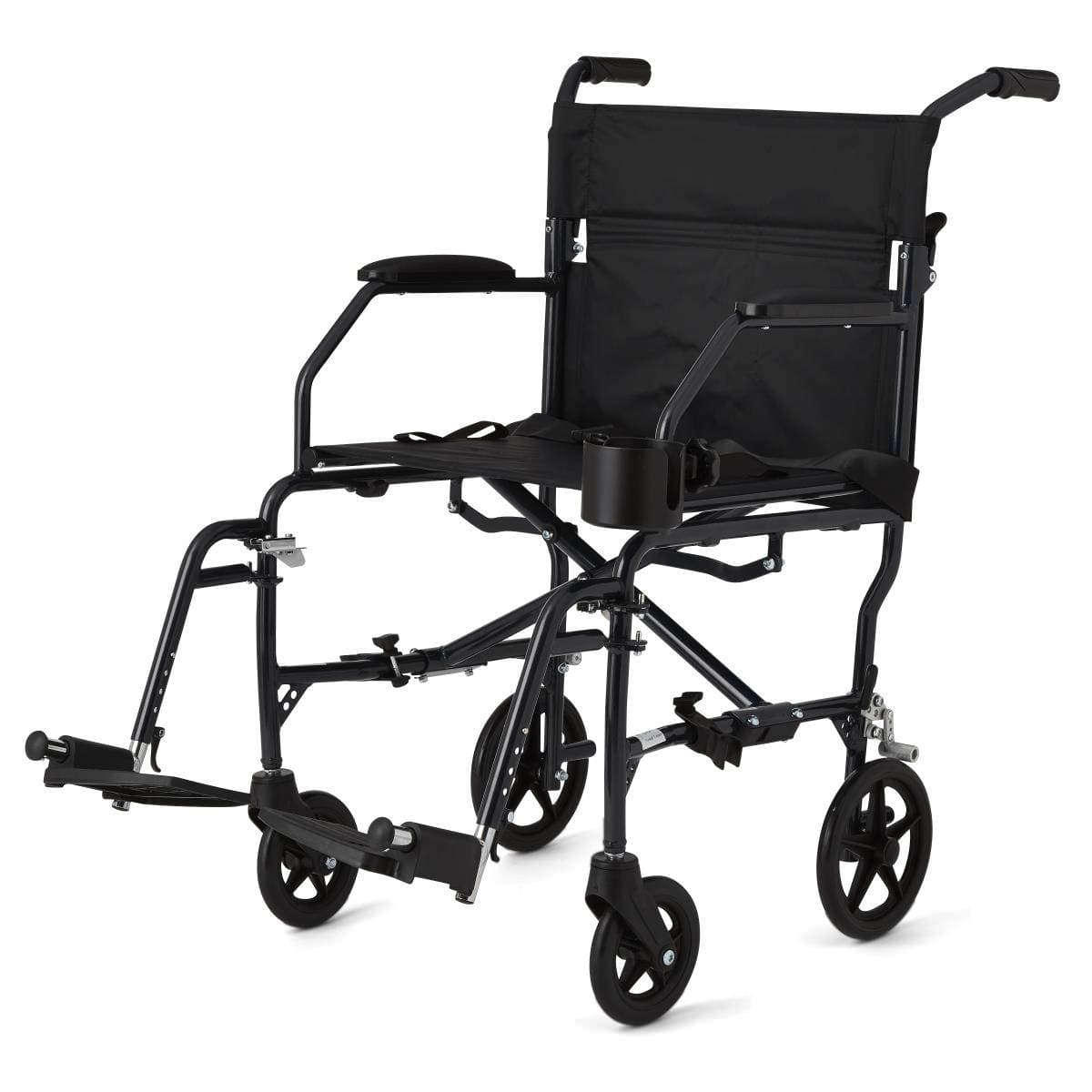 Medline Ultralight Foldable Transport Chair, Black - 300 lbs weight capacity - Image 1