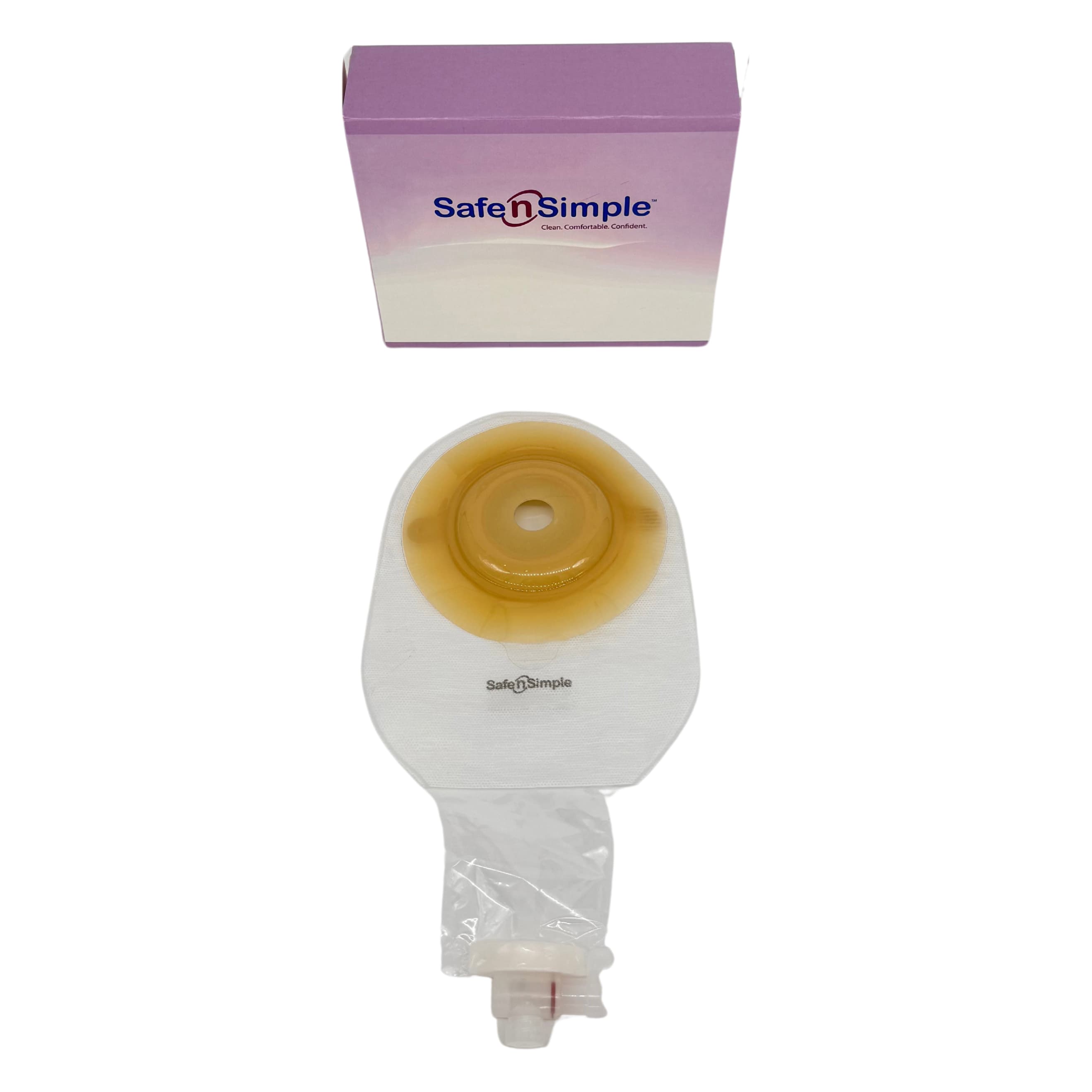 Safe N Simple 9" Convex 1-Piece Extended Wear Pre-cut Urostomy Pouch, 3/4 Inch - Box of 10 - Image 1