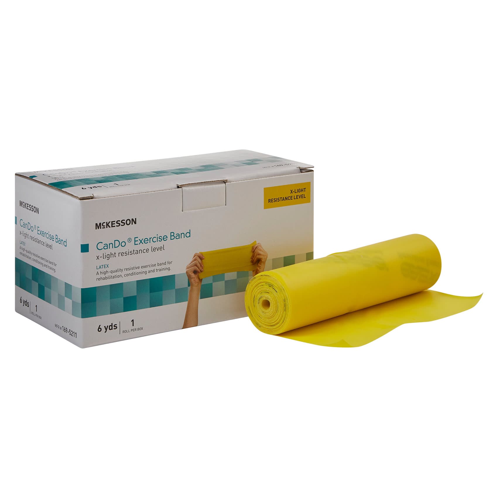 McKesson CanDo Yellow Extra Light Resistance Exercise Band, 5 Inch X 6 Yard - Image 1