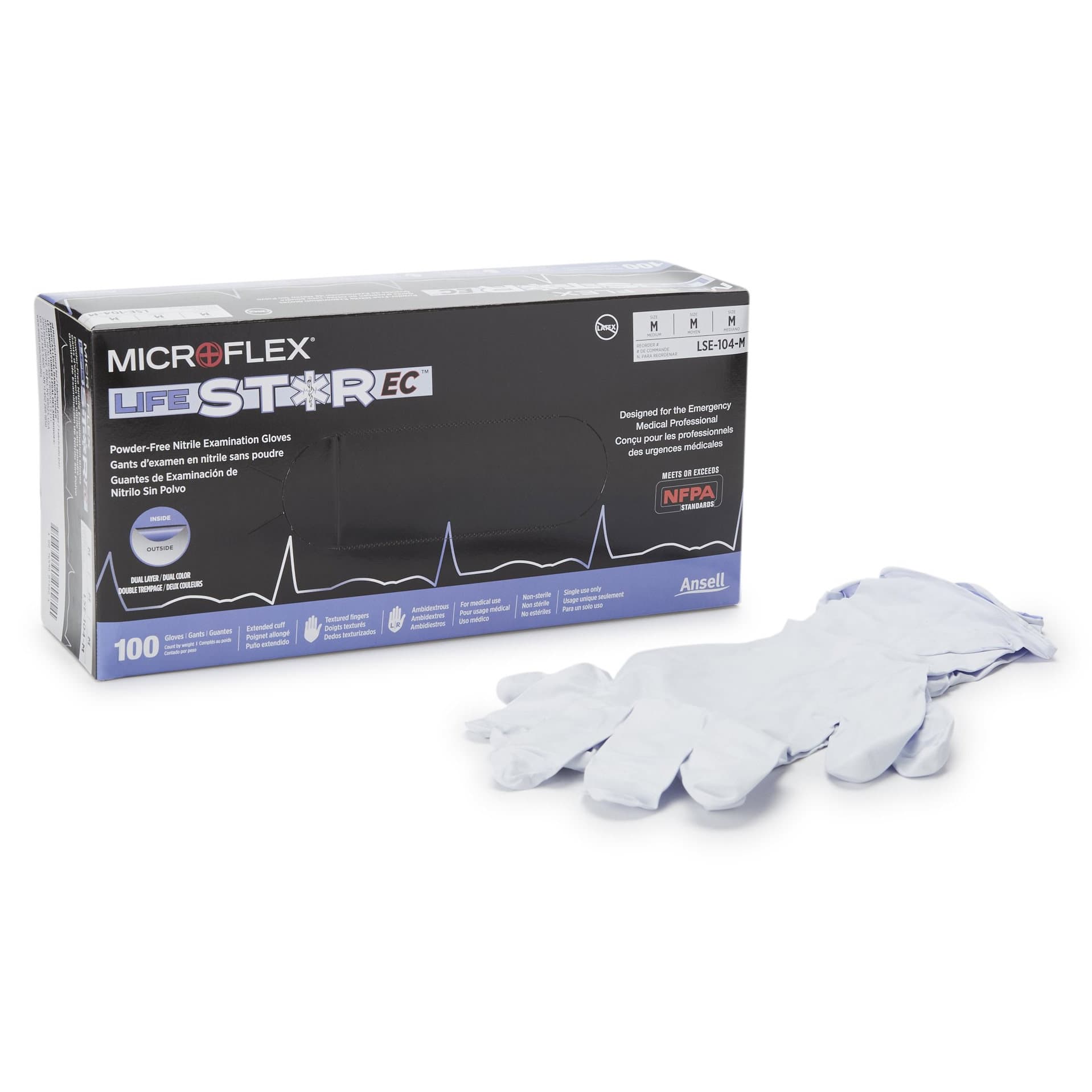 Microflex Medical LifeStar EC Nitrile Exam Gloves, Medium - Case of 1000 - Image 1