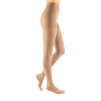 Mediven Comfort Compression Pantyhose 30-40mmHg Petite, Open Toe, Sandstone, Size V - Pair - Image 1